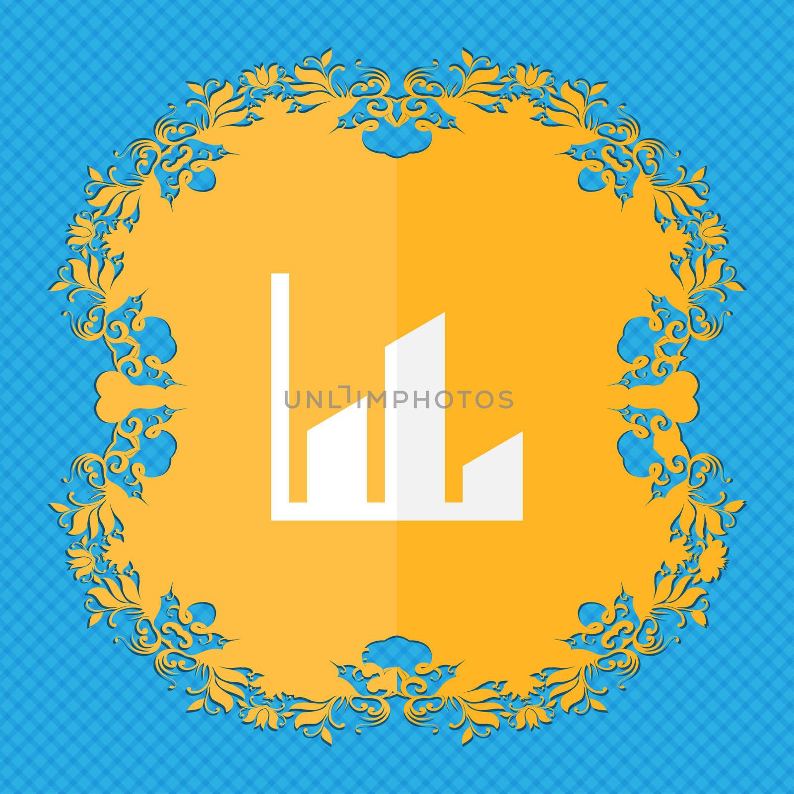 Chart. Floral flat design on a blue abstract background with place for your text. illustration