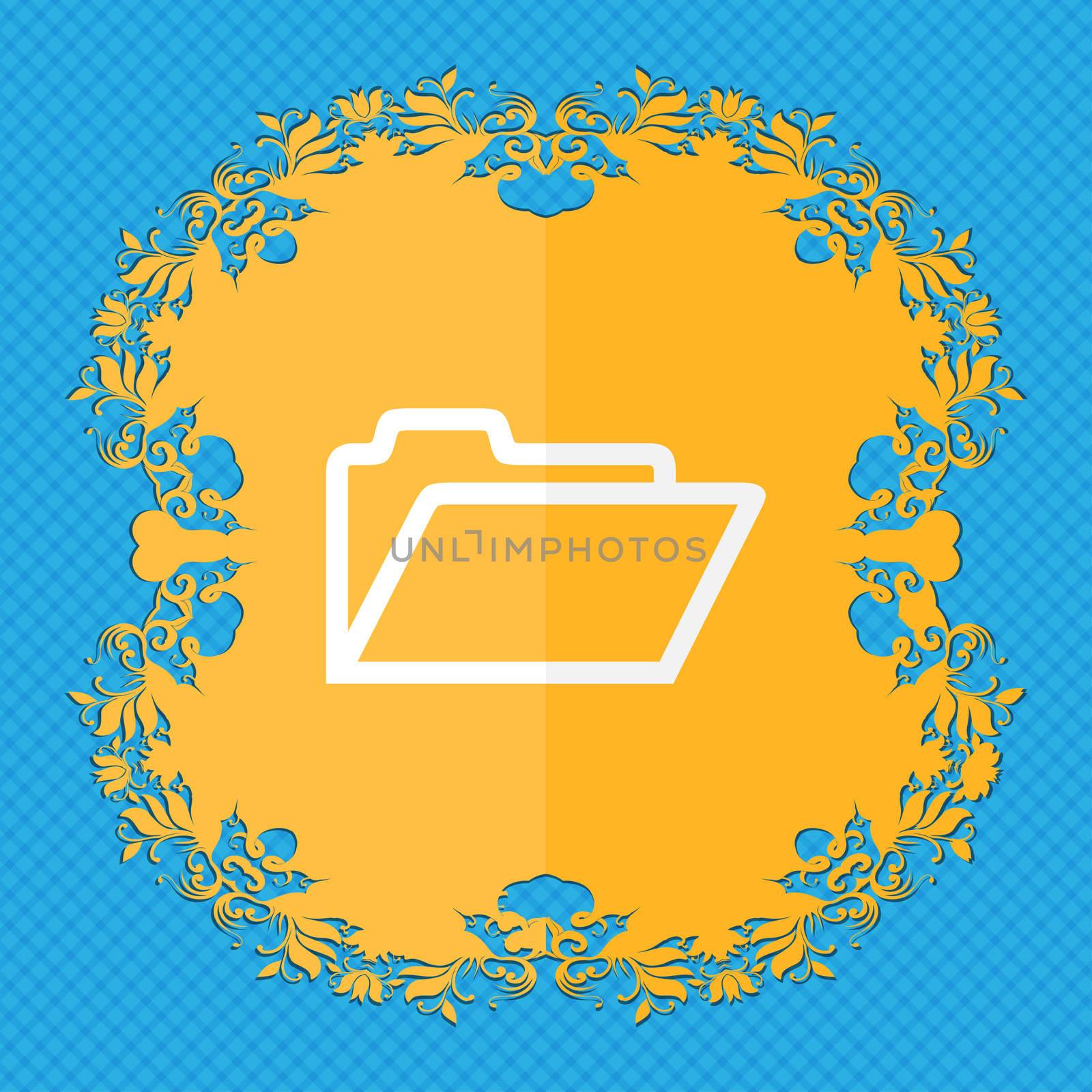 Folder. Floral flat design on a blue abstract background with place for your text.  by serhii_lohvyniuk