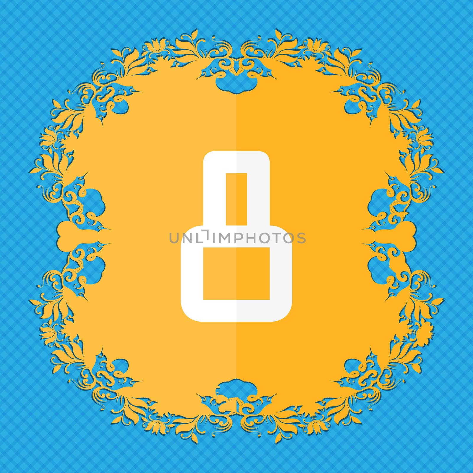 number Eight icon sign. Floral flat design on a blue abstract background with place for your text.  by serhii_lohvyniuk