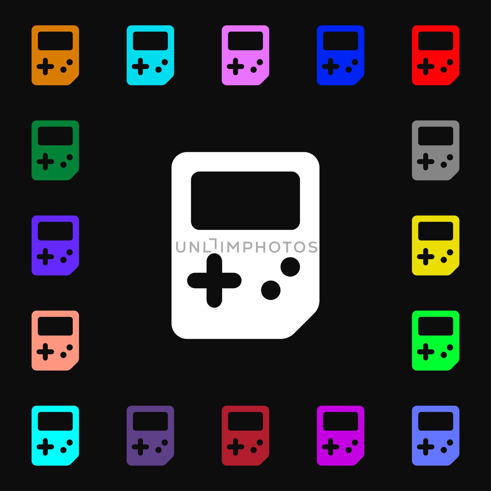 Tetris icon sign. Lots of colorful symbols for your design. illustration