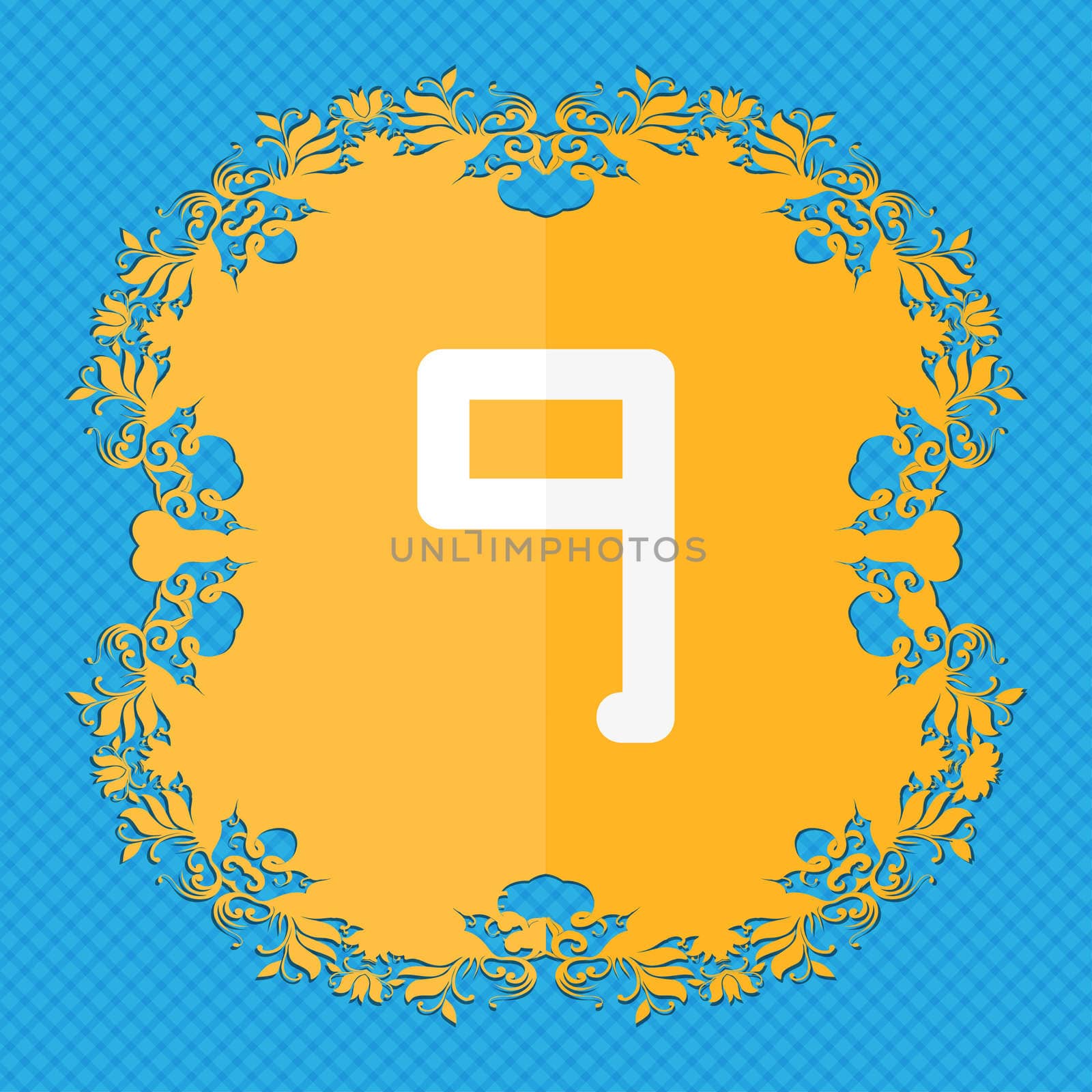 number Nine icon sign. Floral flat design on a blue abstract background with place for your text.  by serhii_lohvyniuk