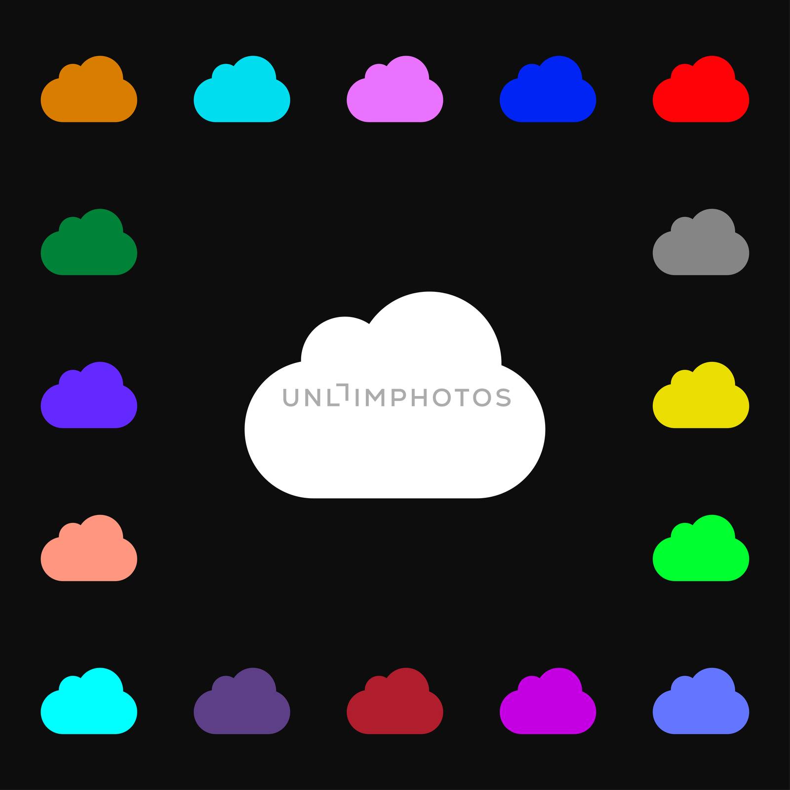 cloud icon sign. Lots of colorful symbols for your design. illustration