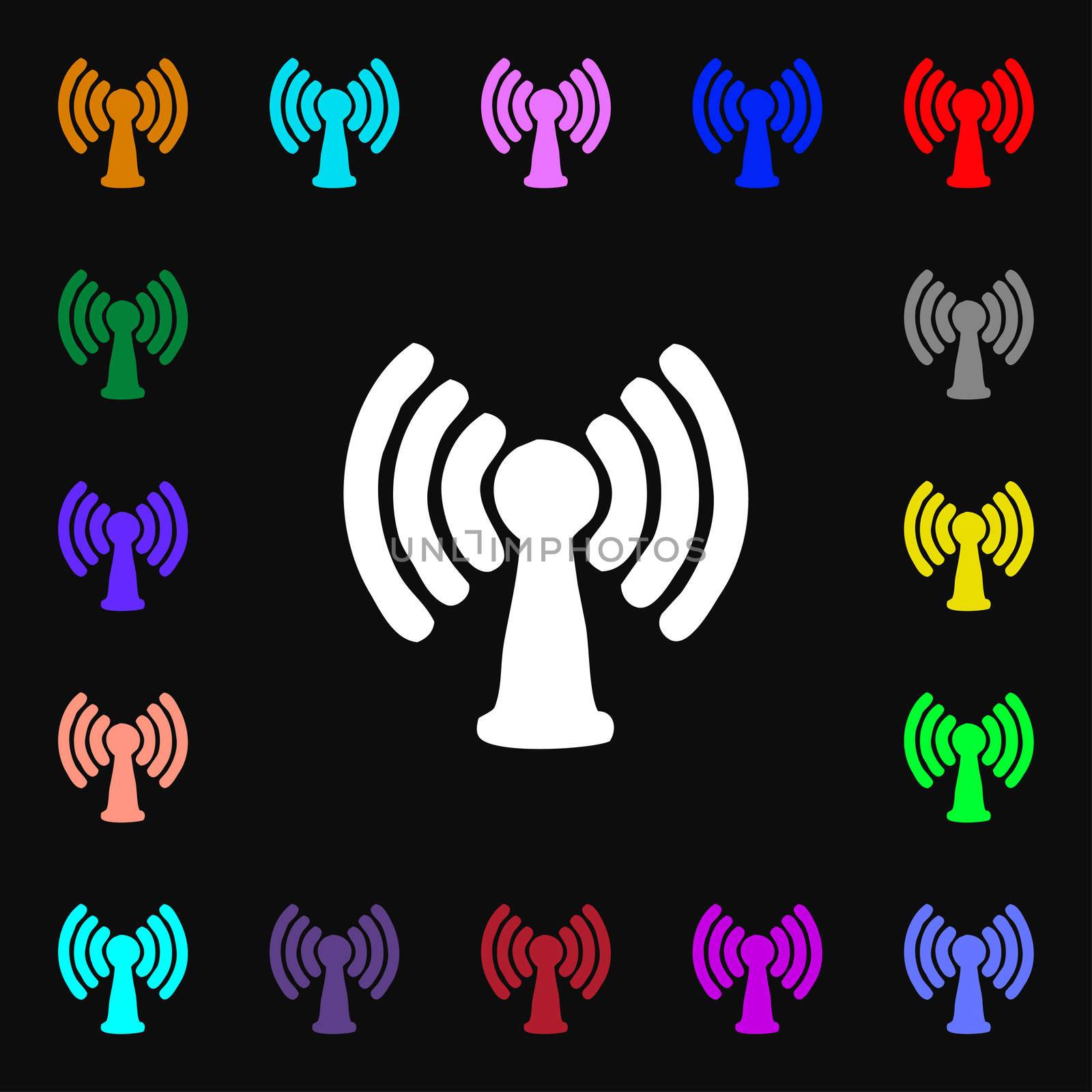 Wi-fi, internet icon sign. Lots of colorful symbols for your design. illustration