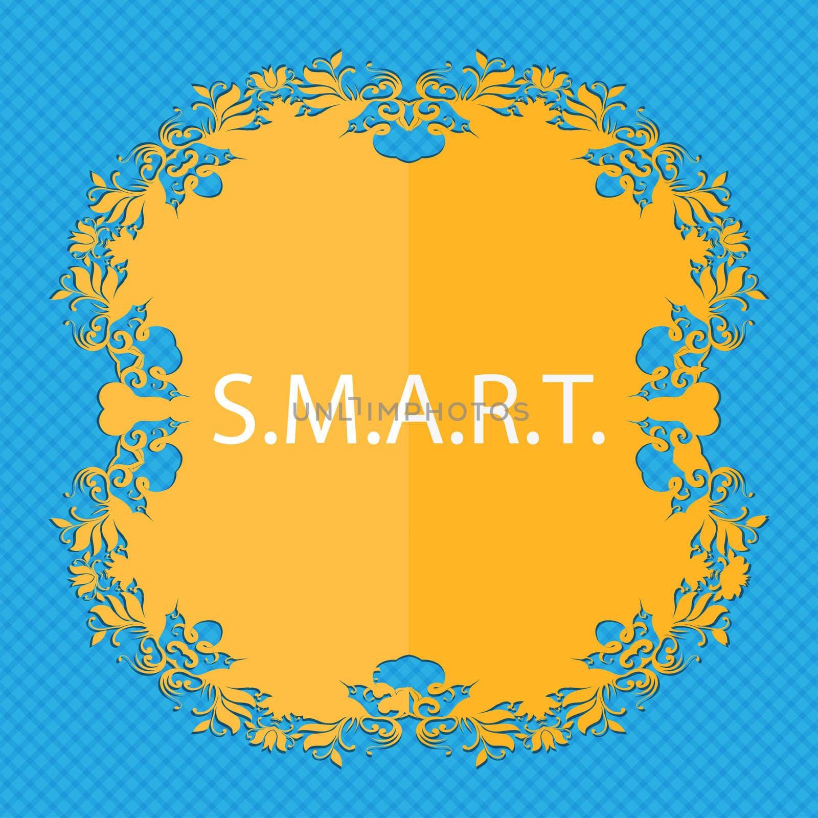 Smart sign icon. Press button. Floral flat design on a blue abstract background with place for your text. illustration