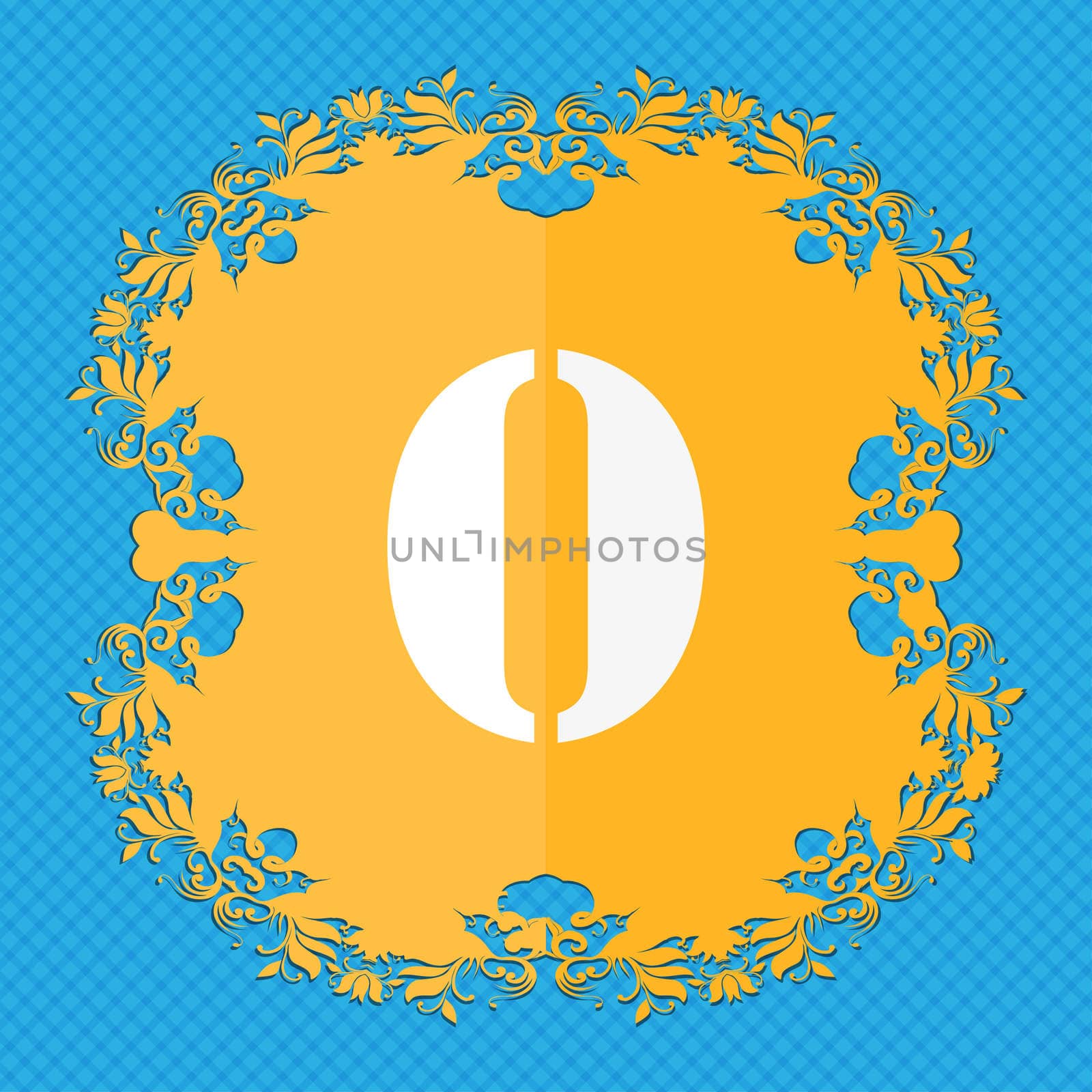 number zero icon sign. Floral flat design on a blue abstract background with place for your text.  by serhii_lohvyniuk