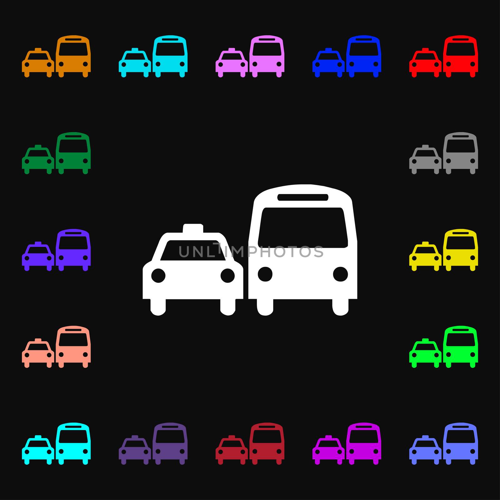 taxi icon sign. Lots of colorful symbols for your design. illustration