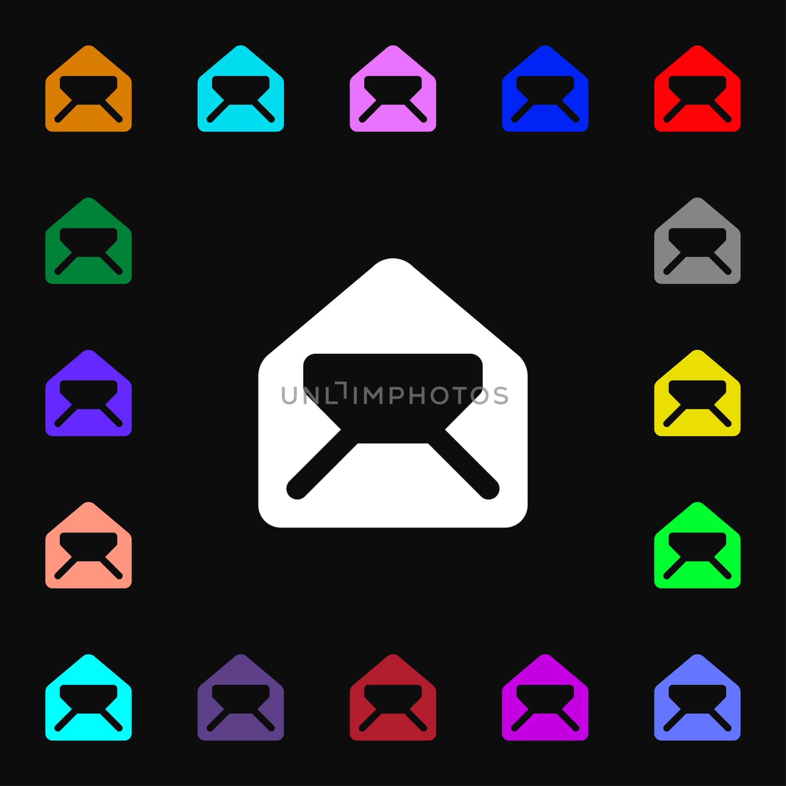 Mail, envelope, letter icon sign. Lots of colorful symbols for your design. illustration