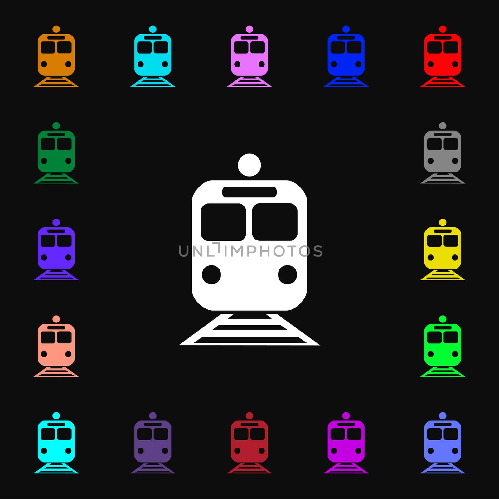 train iconi sign. Lots of colorful symbols for your design.  by serhii_lohvyniuk