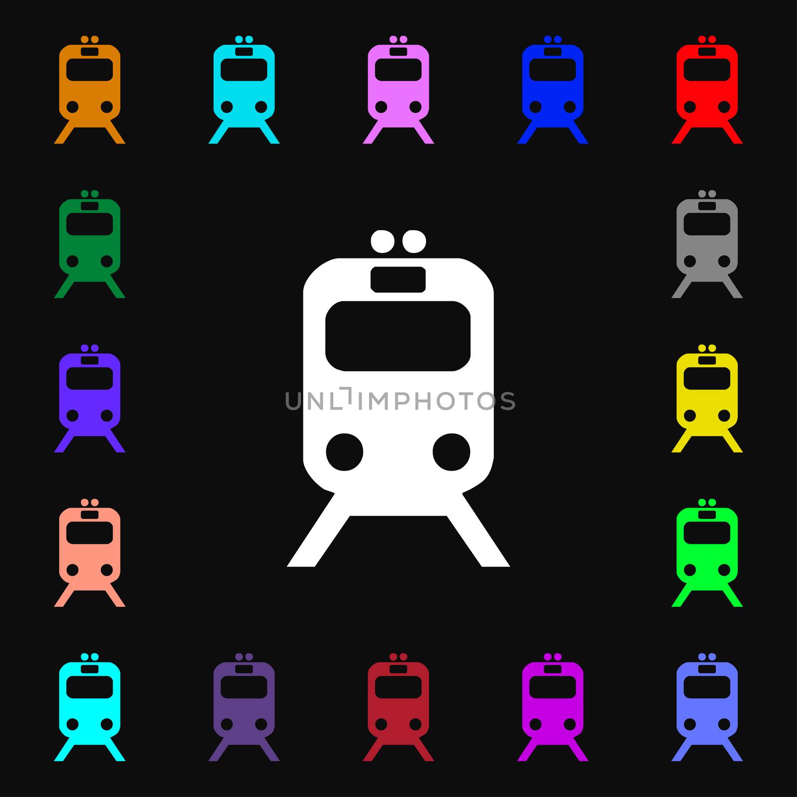 train icon sign. Lots of colorful symbols for your design. illustration