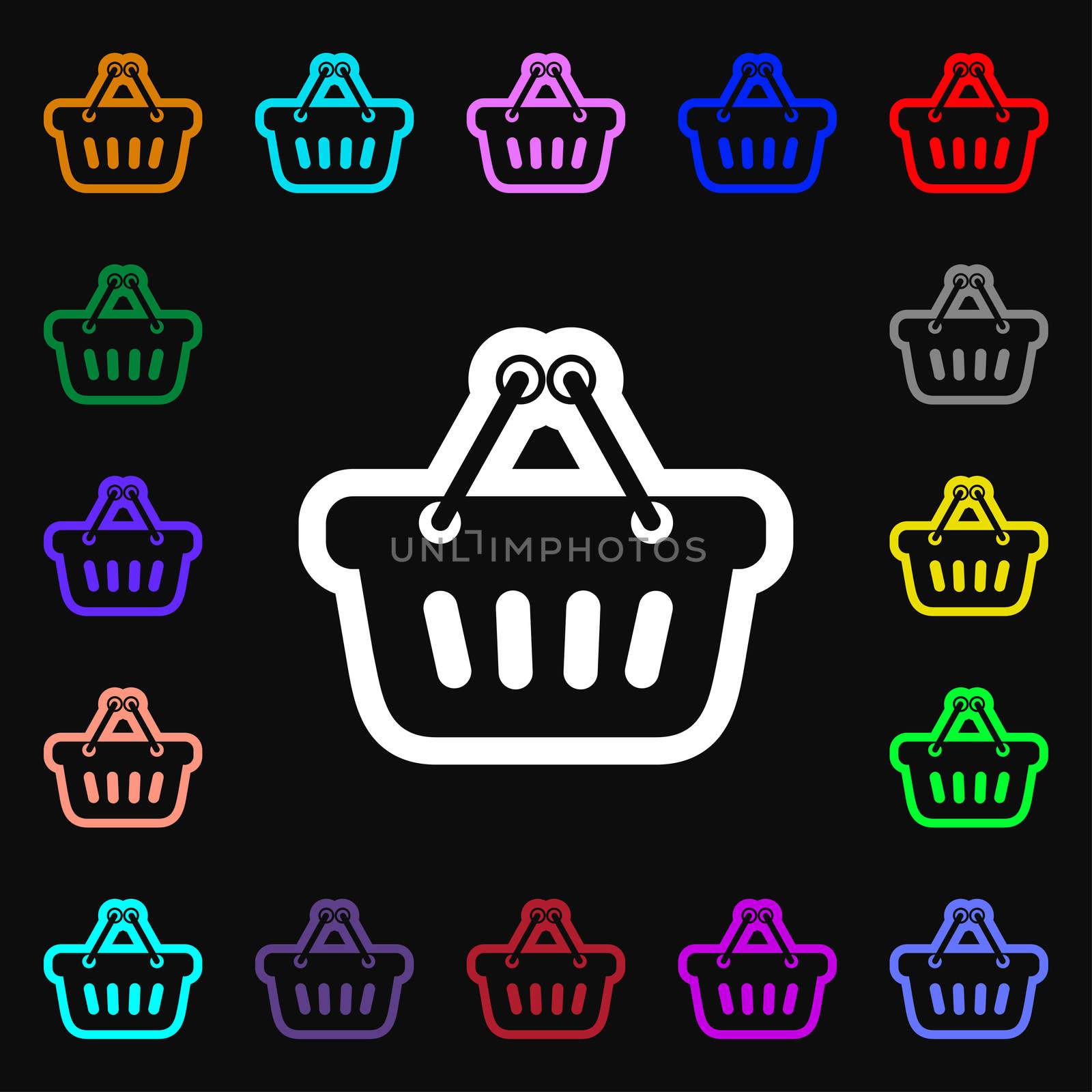 shopping cart icon sign. Lots of colorful symbols for your design. illustration
