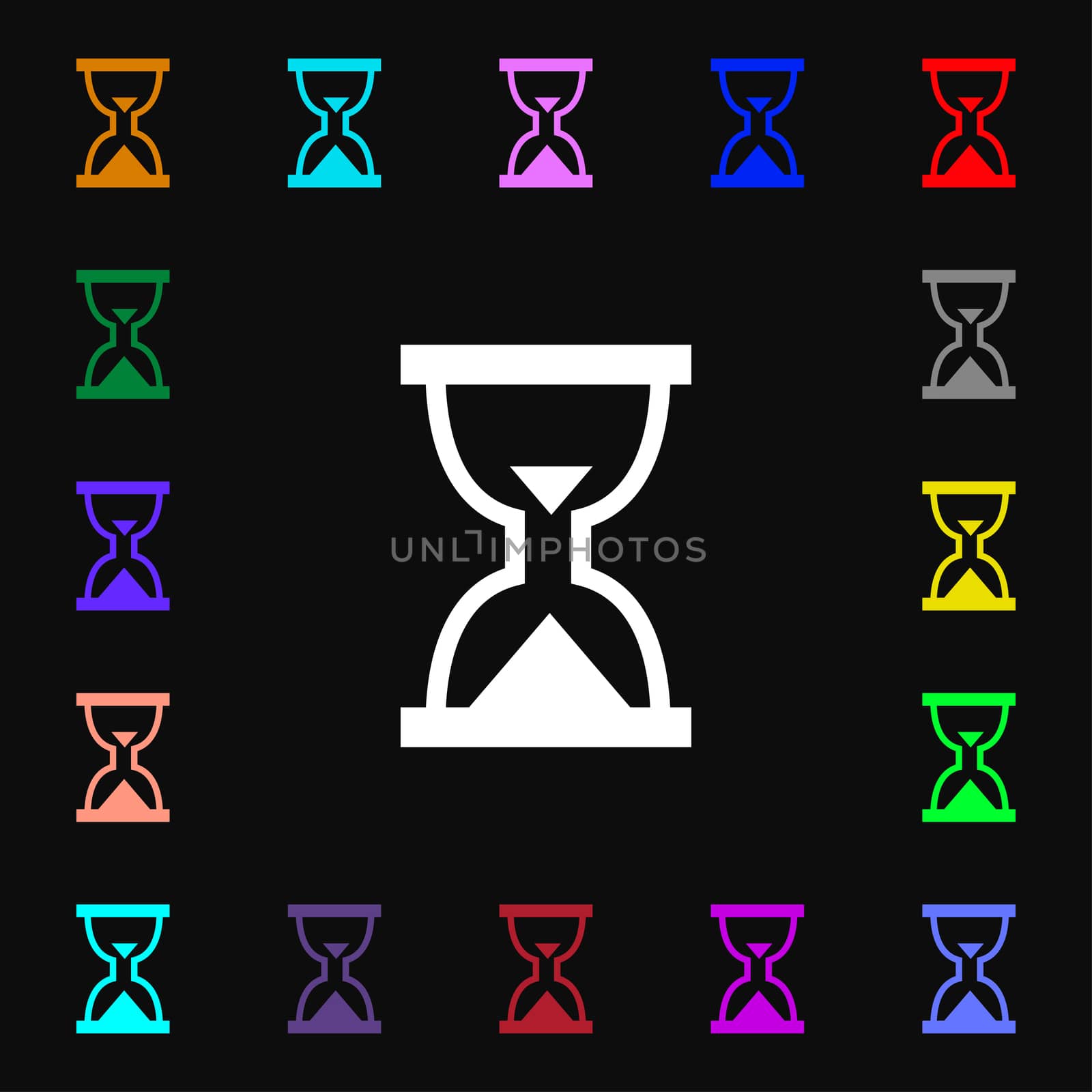 Hourglass, Sand timer icon sign. Lots of colorful symbols for your design. illustration