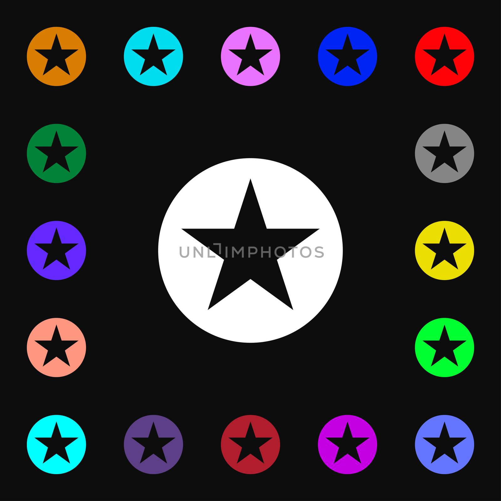 Star, Favorite Star, Favorite icon sign. Lots of colorful symbols for your design. illustration