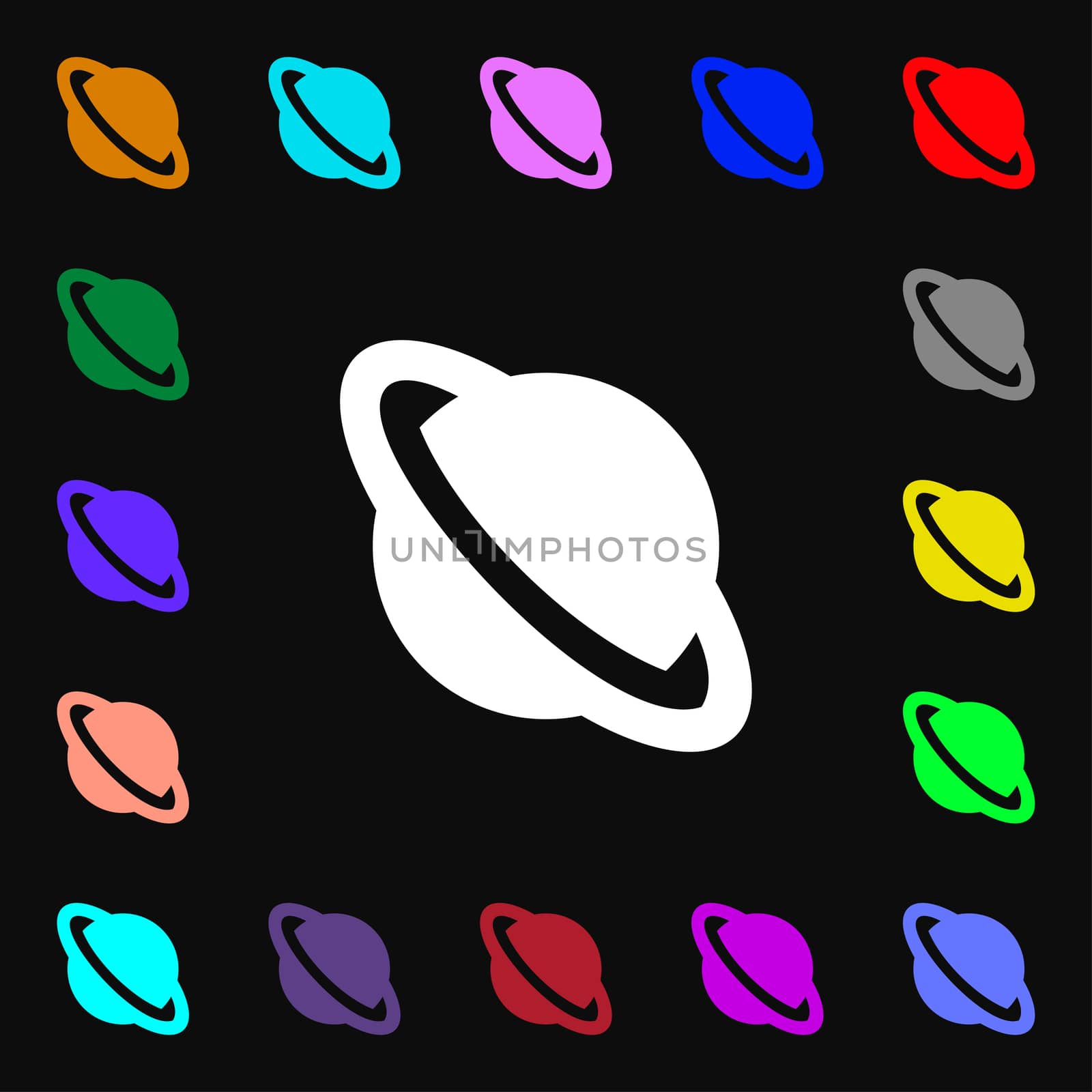 Jupiter planet icon sign. Lots of colorful symbols for your design.  by serhii_lohvyniuk