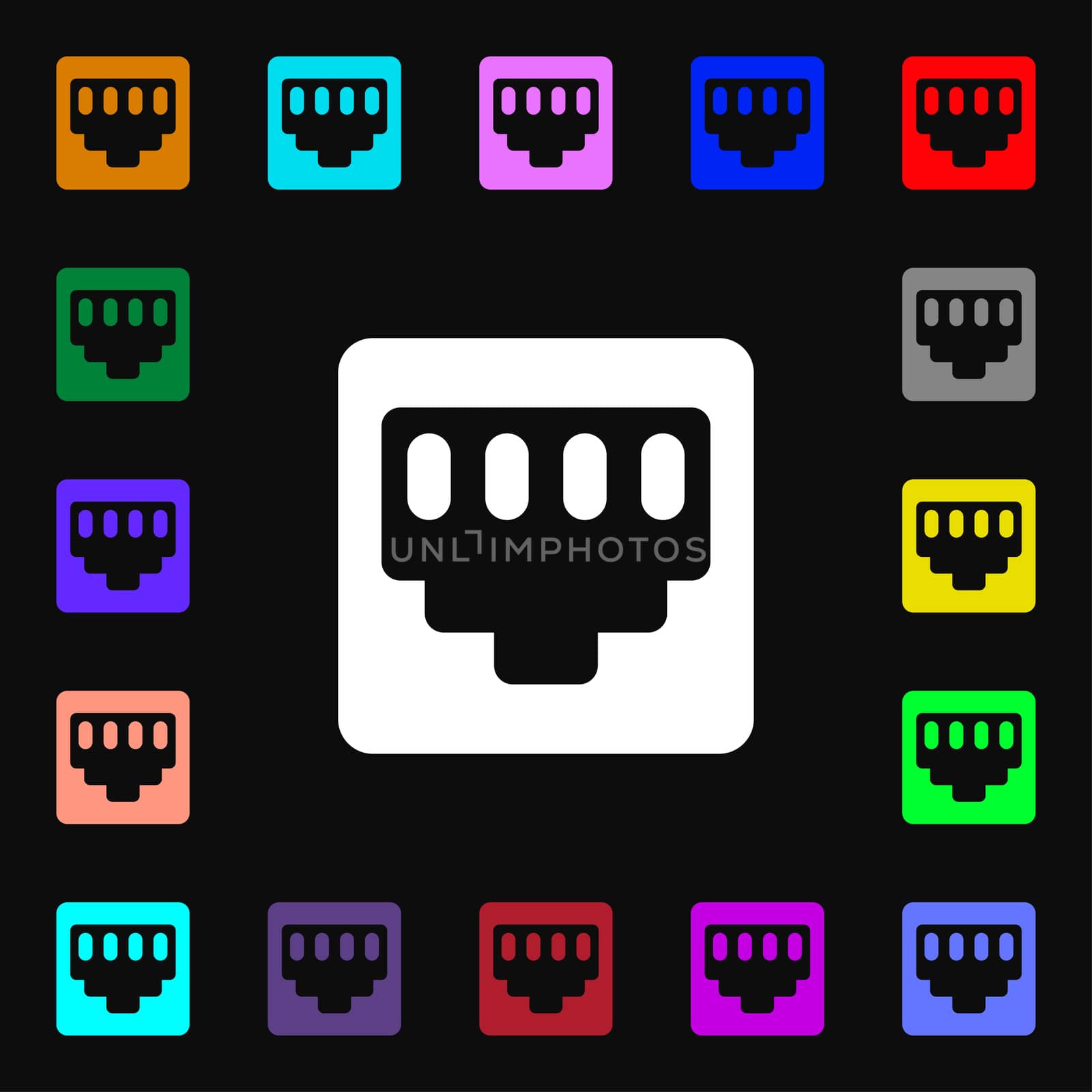 cable rj45, Patch Cord icon sign. Lots of colorful symbols for your design. illustration