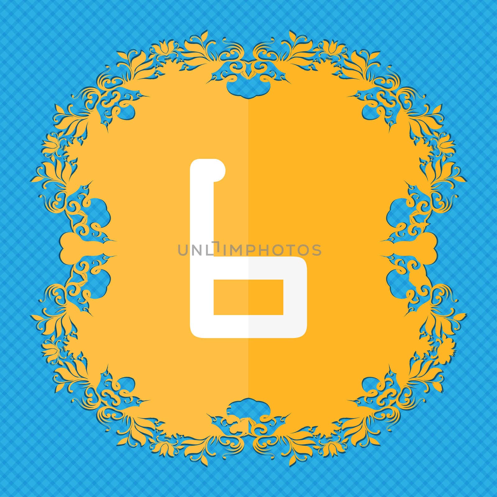 number six icon sign. Floral flat design on a blue abstract background with place for your text.  by serhii_lohvyniuk