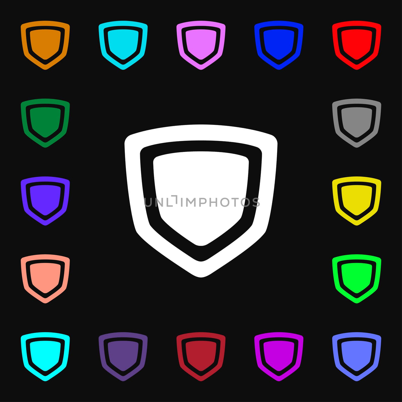 shield icon sign. Lots of colorful symbols for your design. illustration