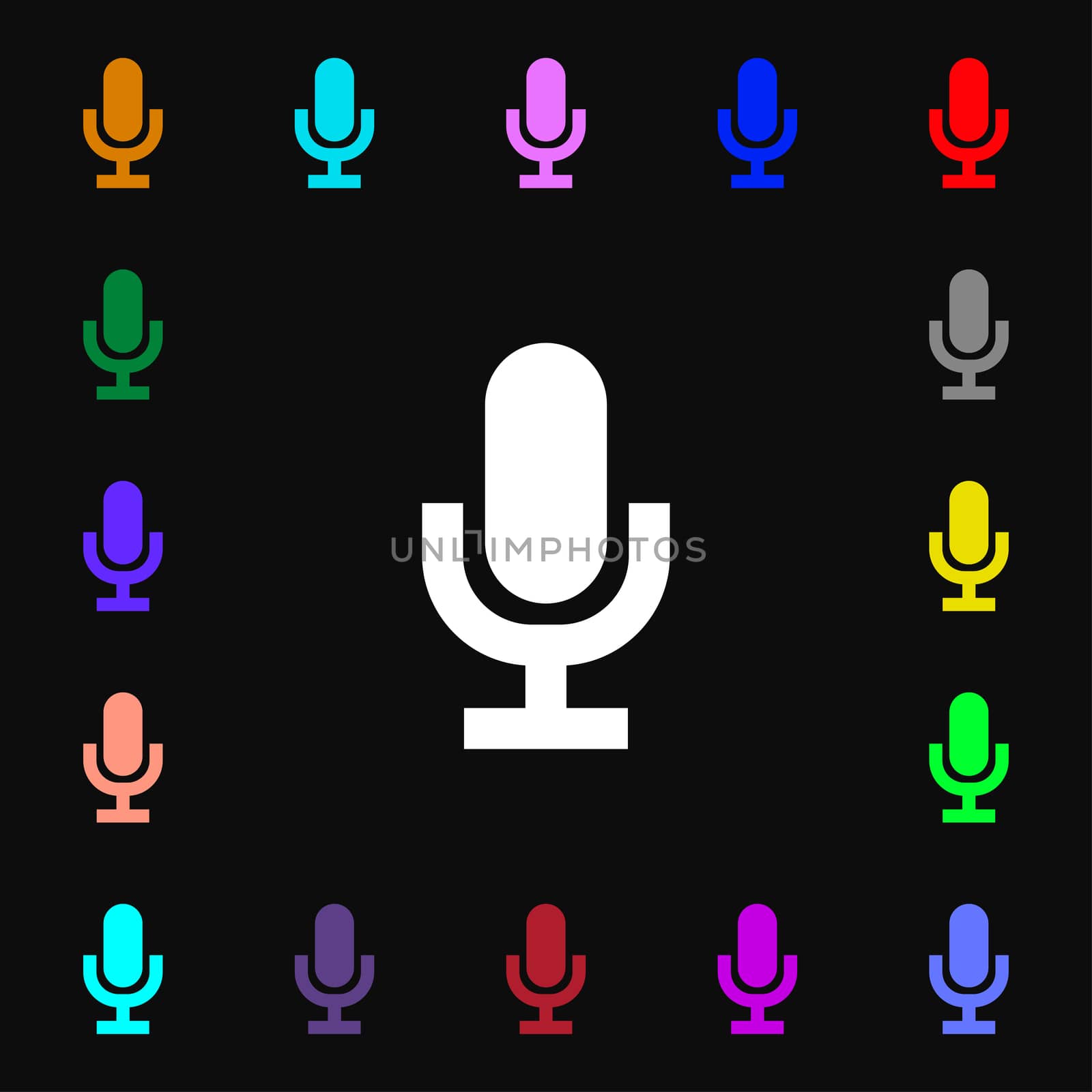 microphone icon sign. Lots of colorful symbols for your design. illustration