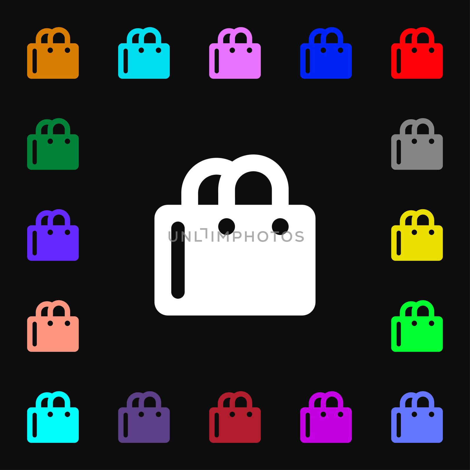 shopping bag icon sign. Lots of colorful symbols for your design.  by serhii_lohvyniuk