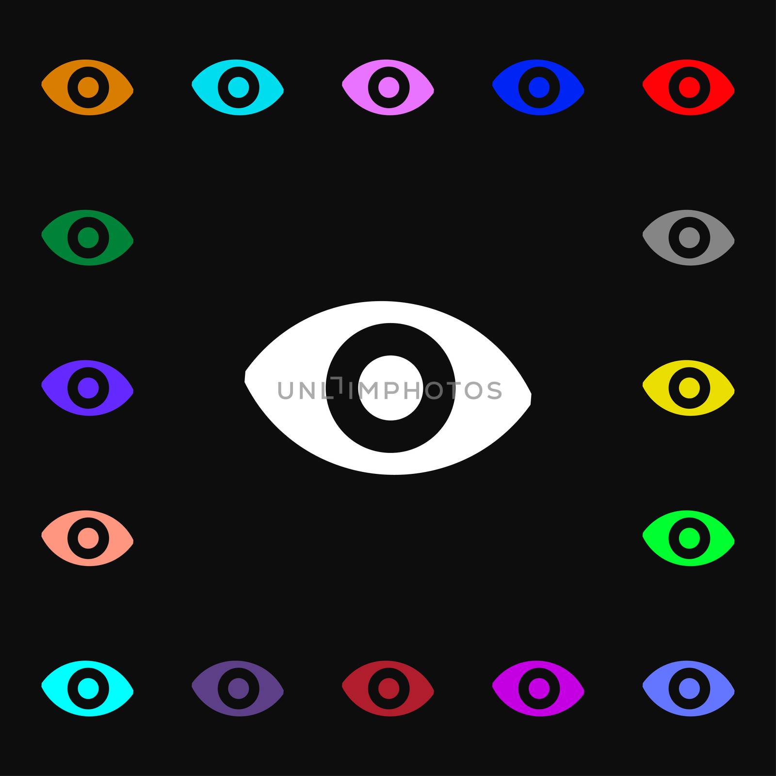 sixth sense, the eye icon sign. Lots of colorful symbols for your design. illustration