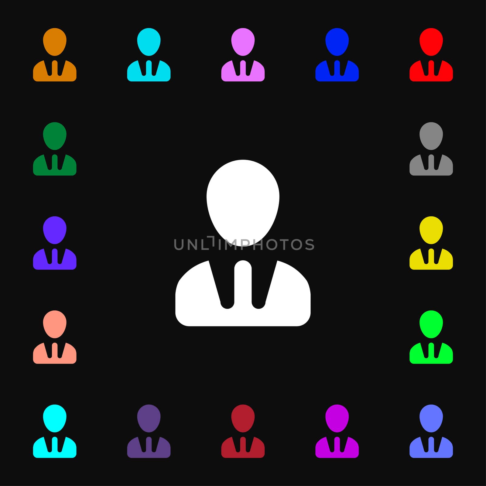 male silhouette icon sign. Lots of colorful symbols for your design.  by serhii_lohvyniuk