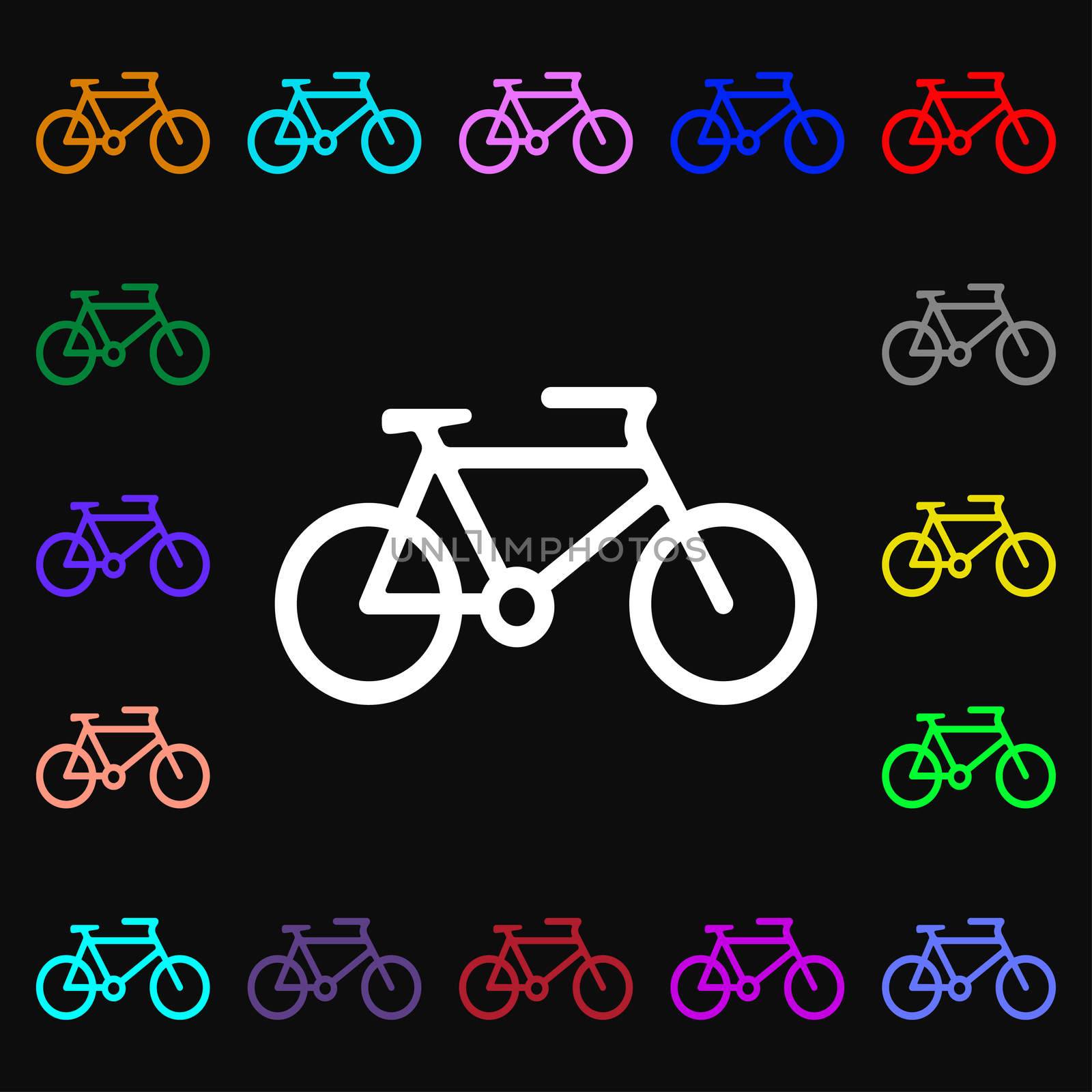 bike iconi sign. Lots of colorful symbols for your design.  by serhii_lohvyniuk