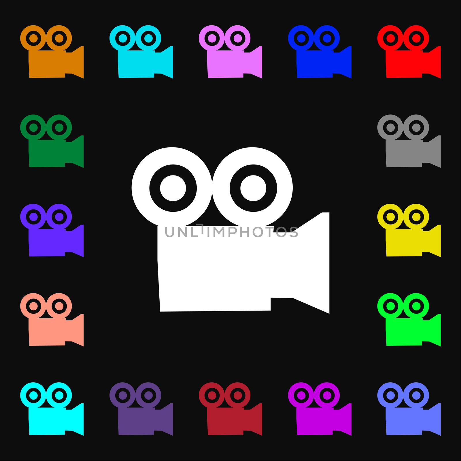 video camera icon sign. Lots of colorful symbols for your design. illustration