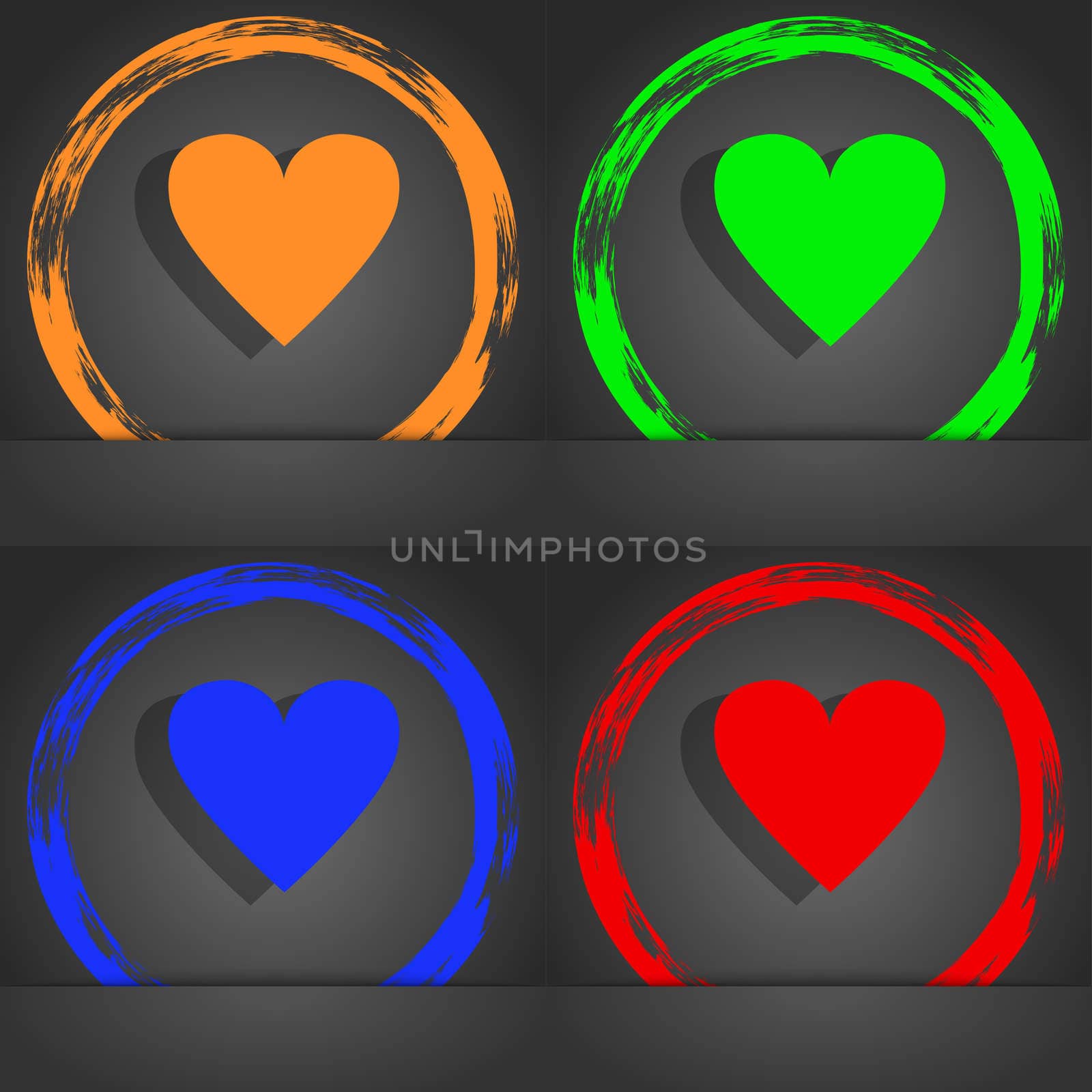 Heart sign icon. Love symbol. Fashionable modern style. In the orange, green, blue, red design.  by serhii_lohvyniuk