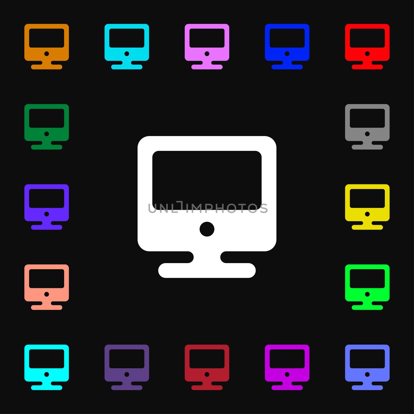 monitor icon sign. Lots of colorful symbols for your design. illustration