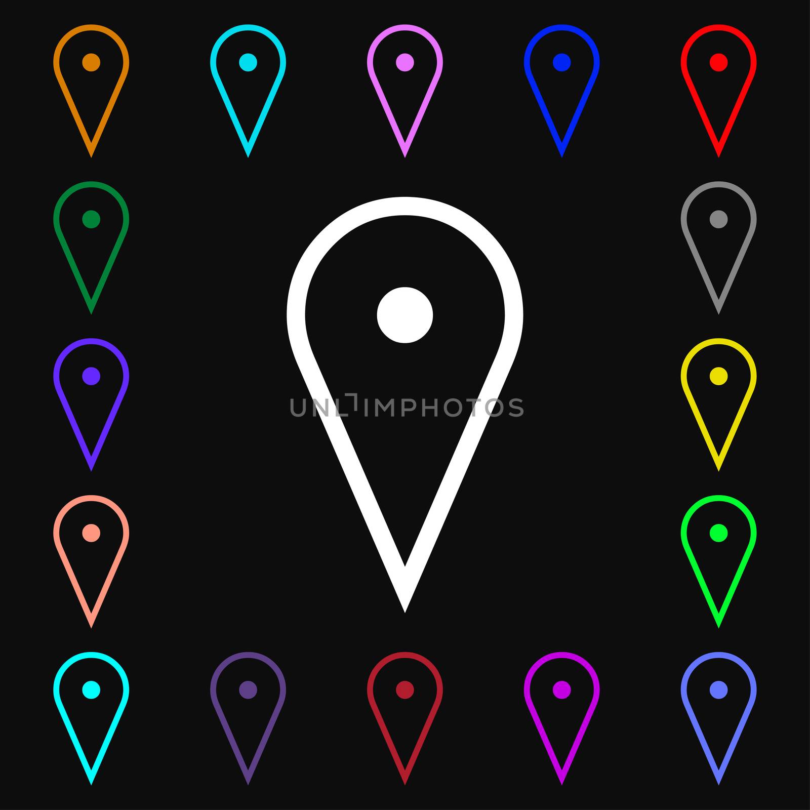 map poiner icon sign. Lots of colorful symbols for your design.  by serhii_lohvyniuk