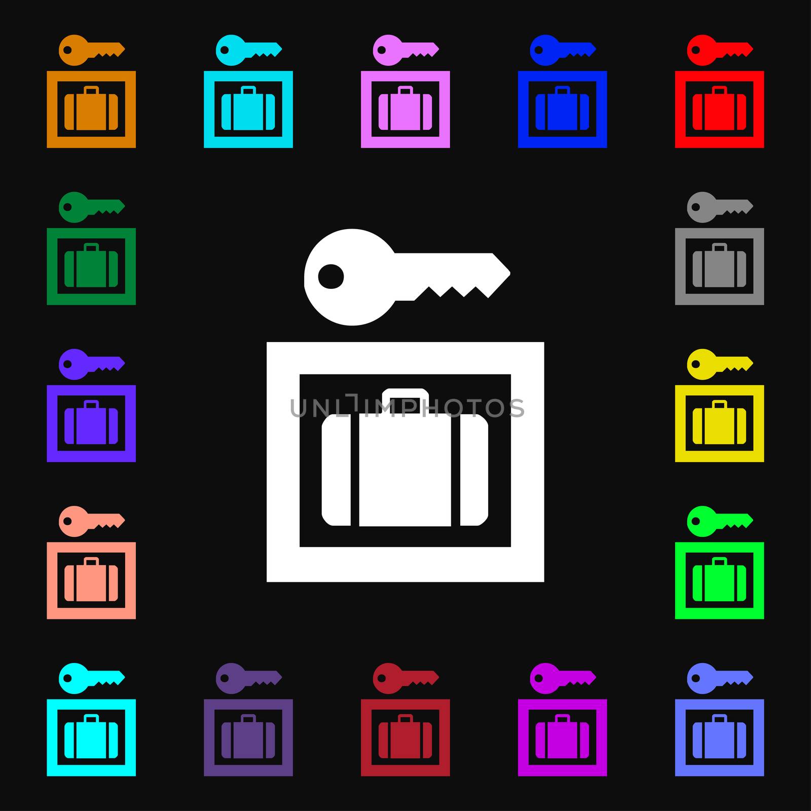 Luggage Storage iconi sign. Lots of colorful symbols for your design.  by serhii_lohvyniuk