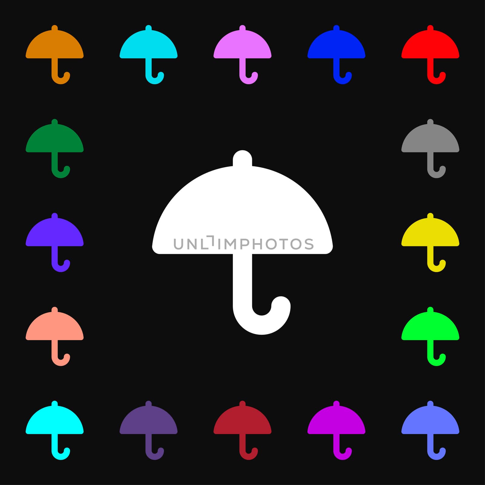 Umbrella icon sign. Lots of colorful symbols for your design.  by serhii_lohvyniuk