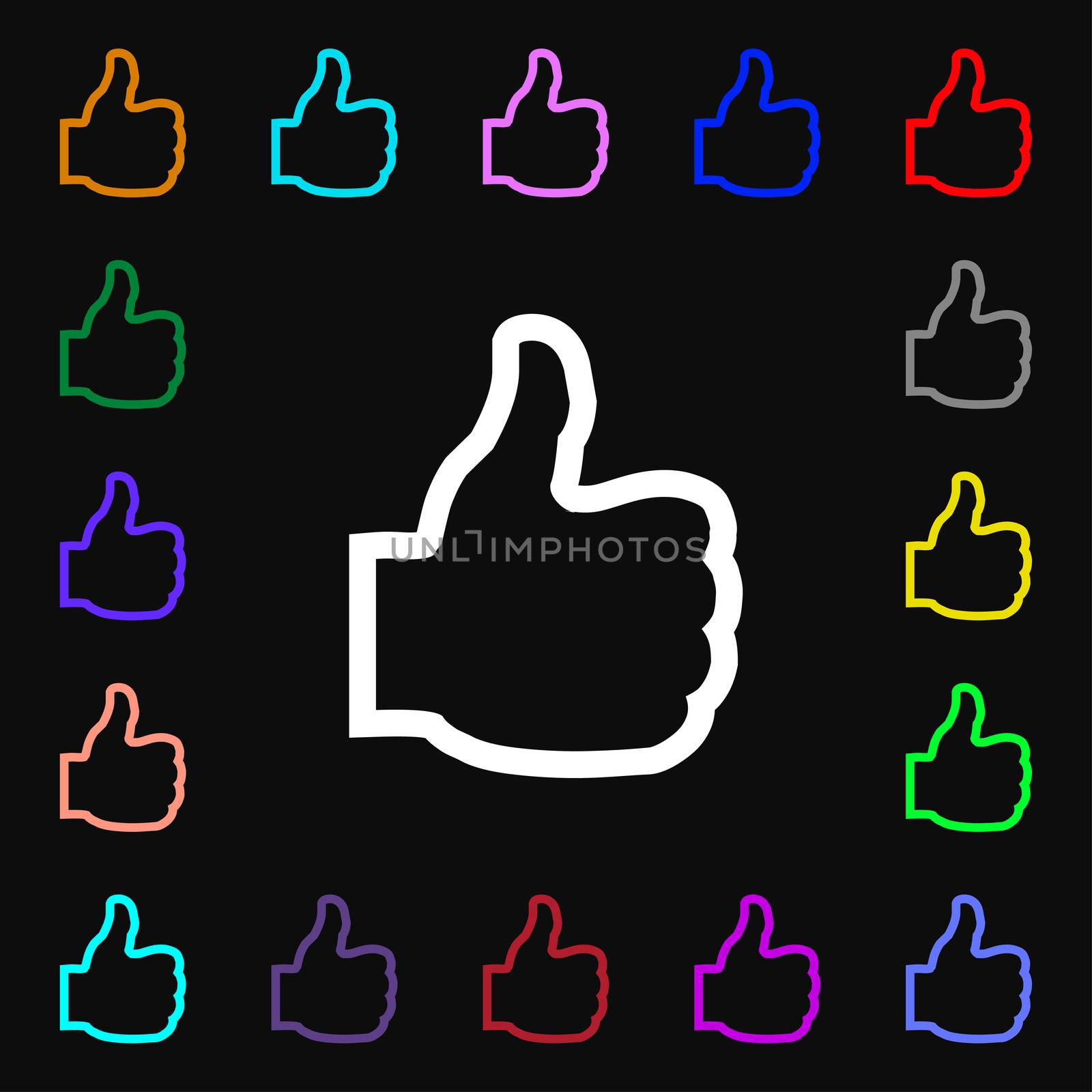 Like icon sign. Lots of colorful symbols for your design.  by serhii_lohvyniuk