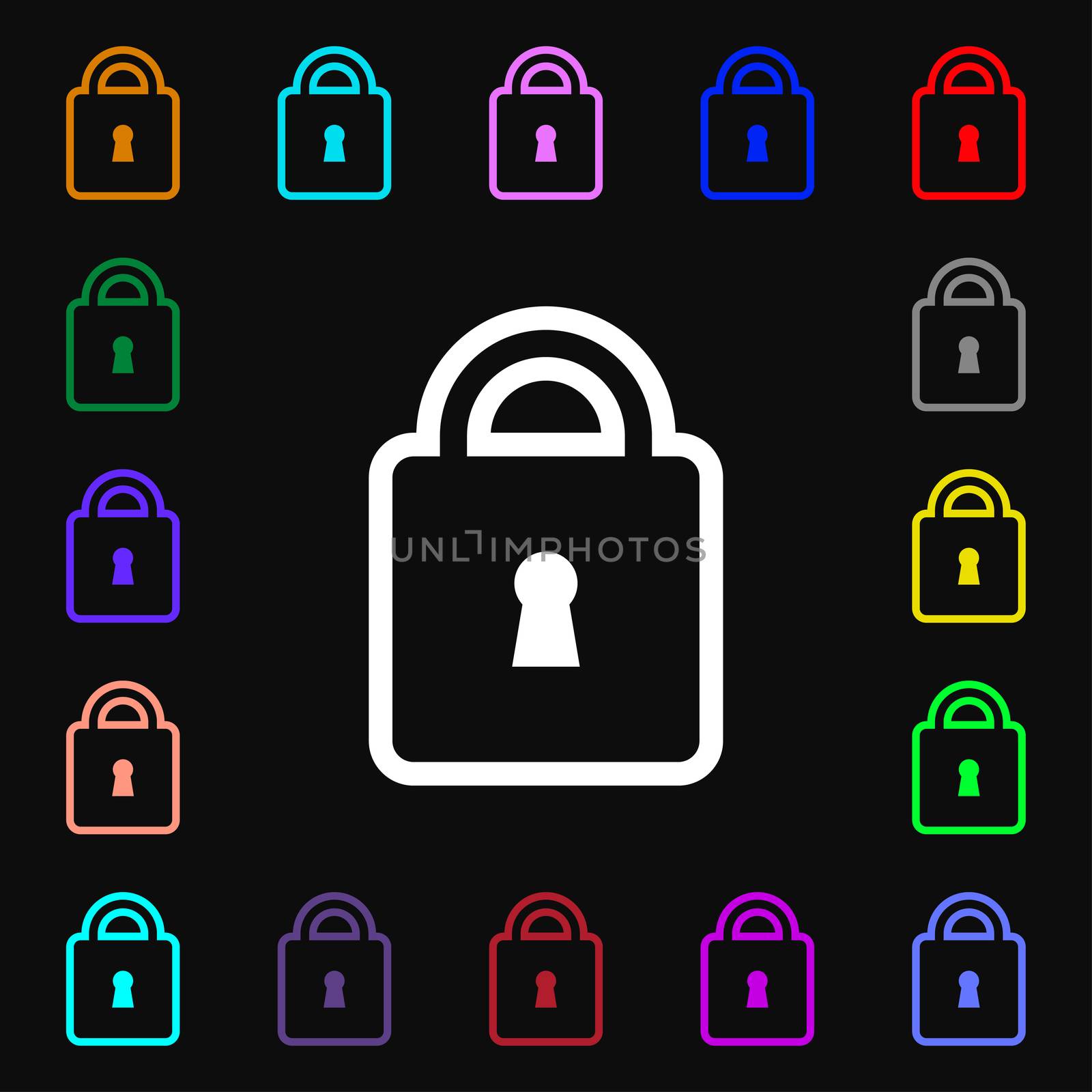 Lock icon sign. Lots of colorful symbols for your design.  by serhii_lohvyniuk
