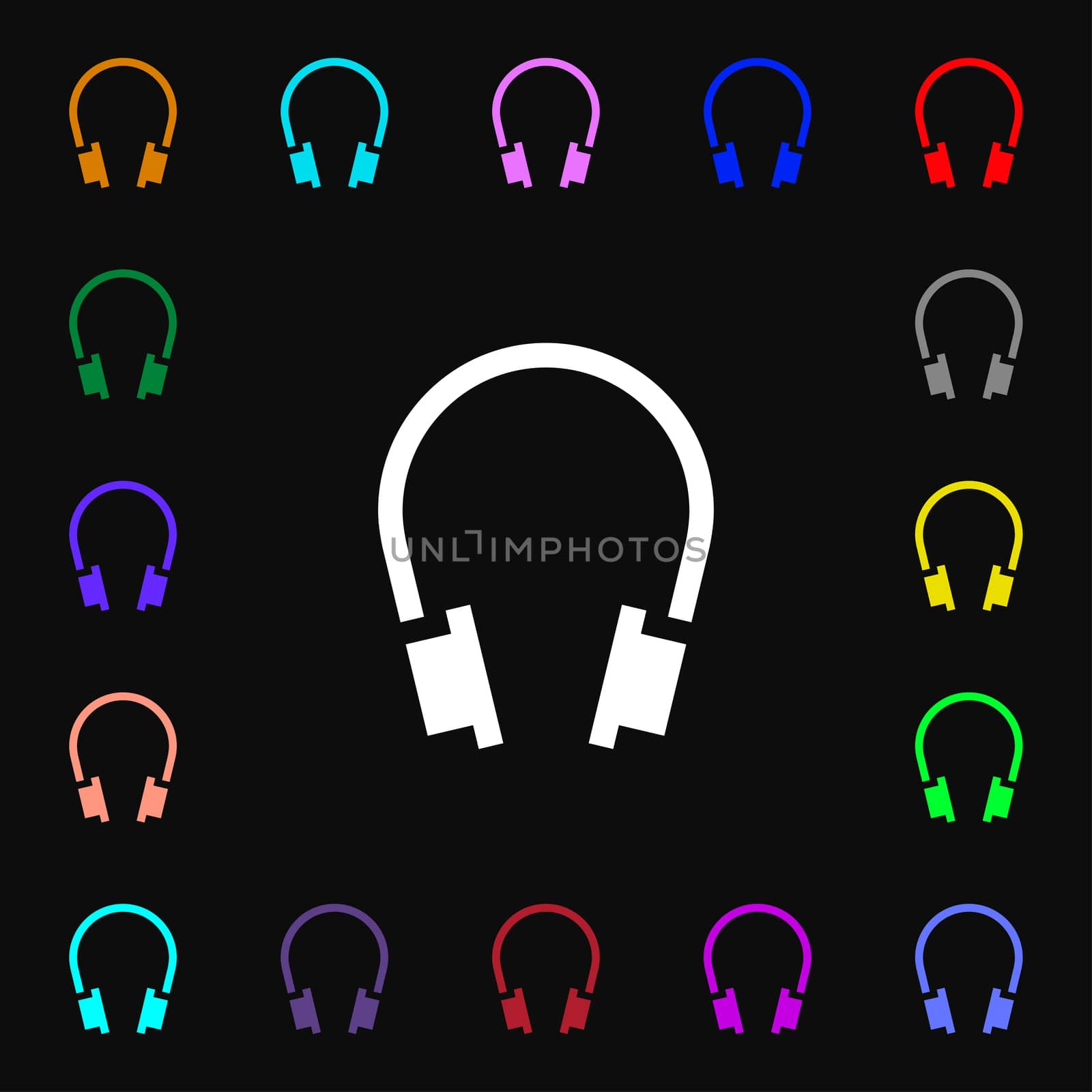 headsets icon sign. Lots of colorful symbols for your design. illustration