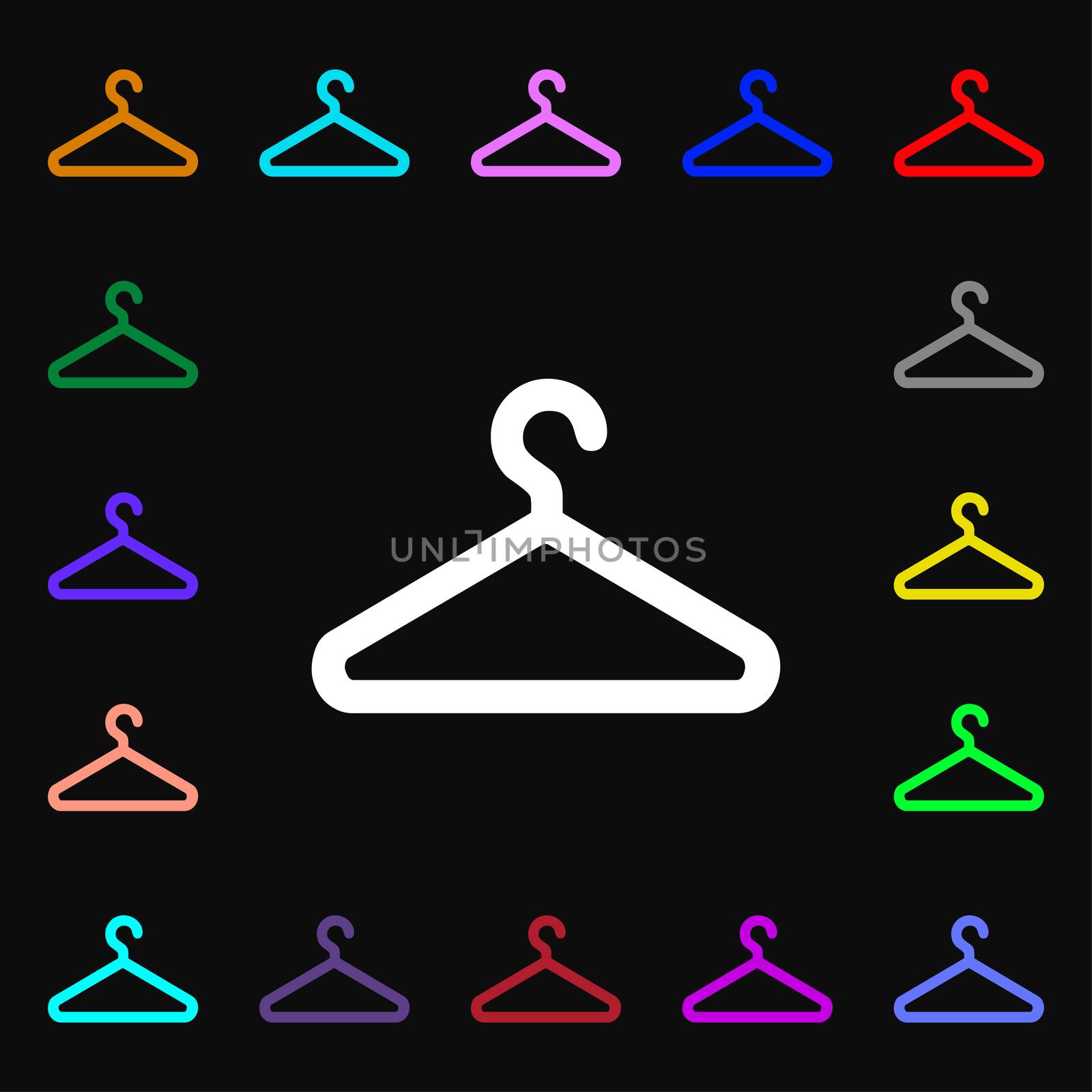 clothes hanger icon sign. Lots of colorful symbols for your design. illustration