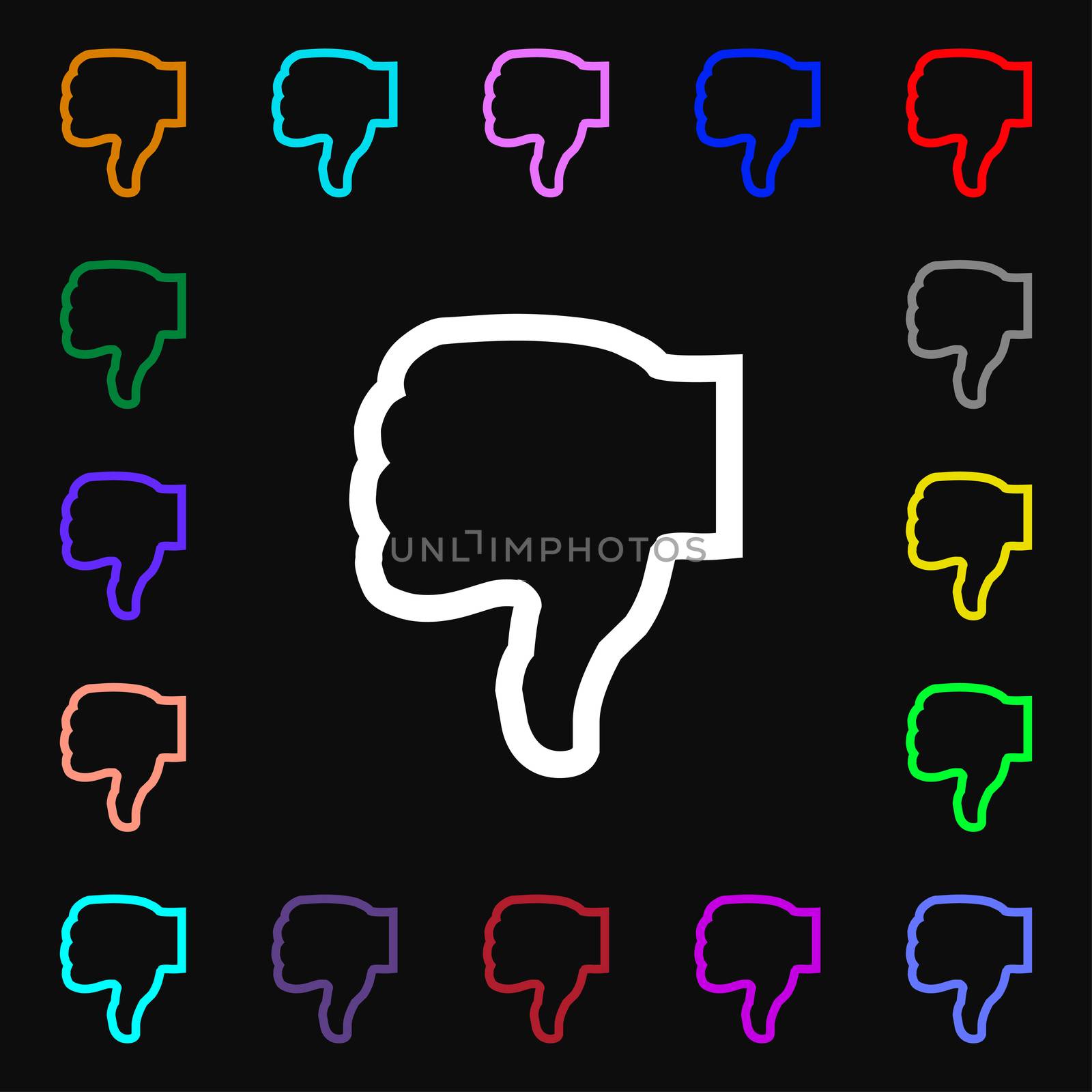Dislike icon sign. Lots of colorful symbols for your design. illustration