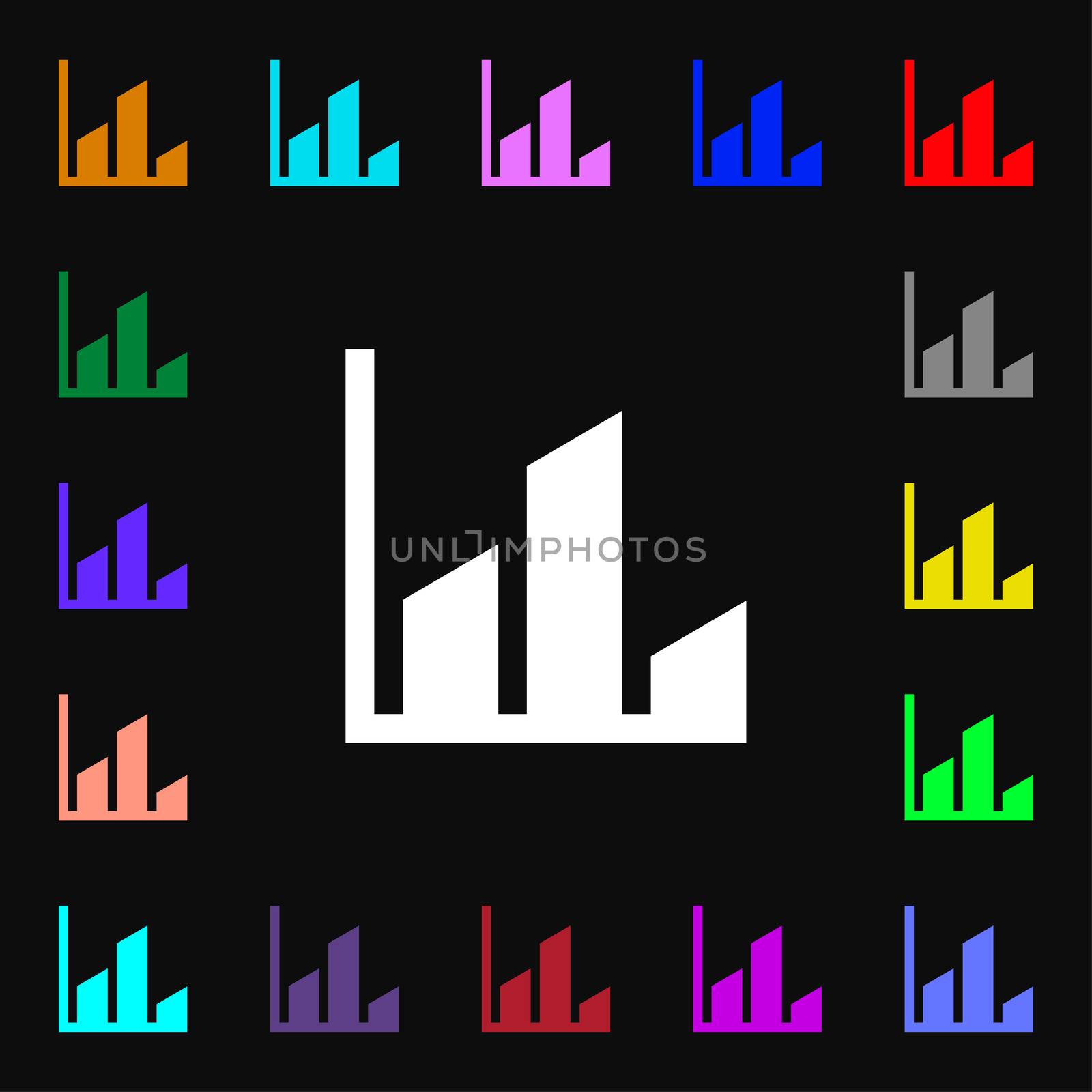 Chart icon sign. Lots of colorful symbols for your design. illustration