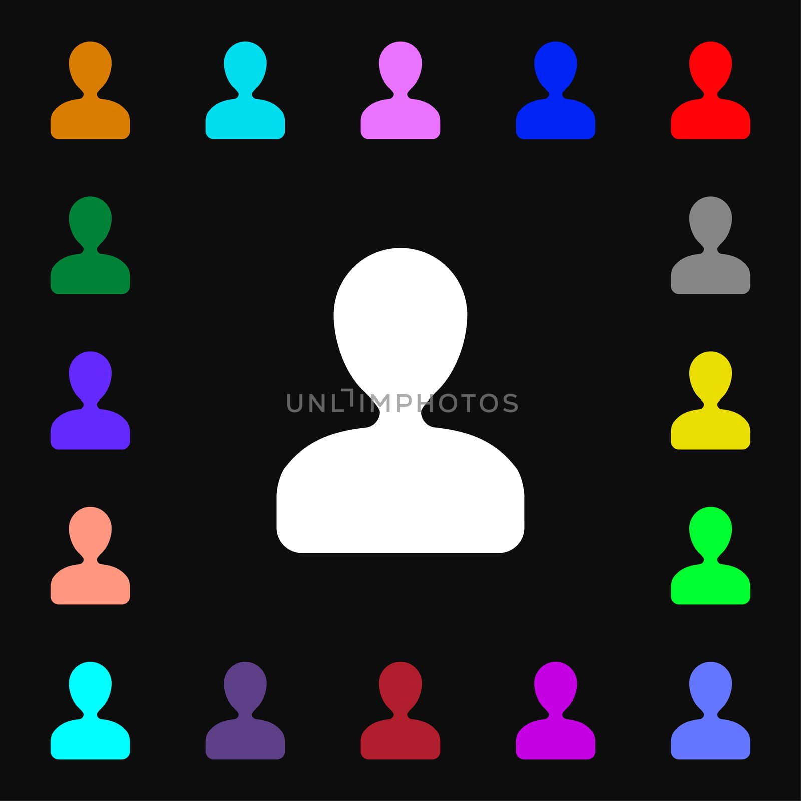 male silhouette icon sign. Lots of colorful symbols for your design. illustration