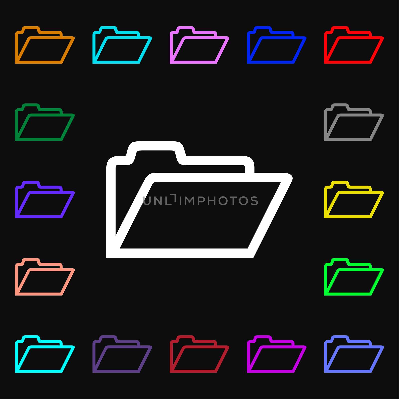 Folder icon sign. Lots of colorful symbols for your design. illustration