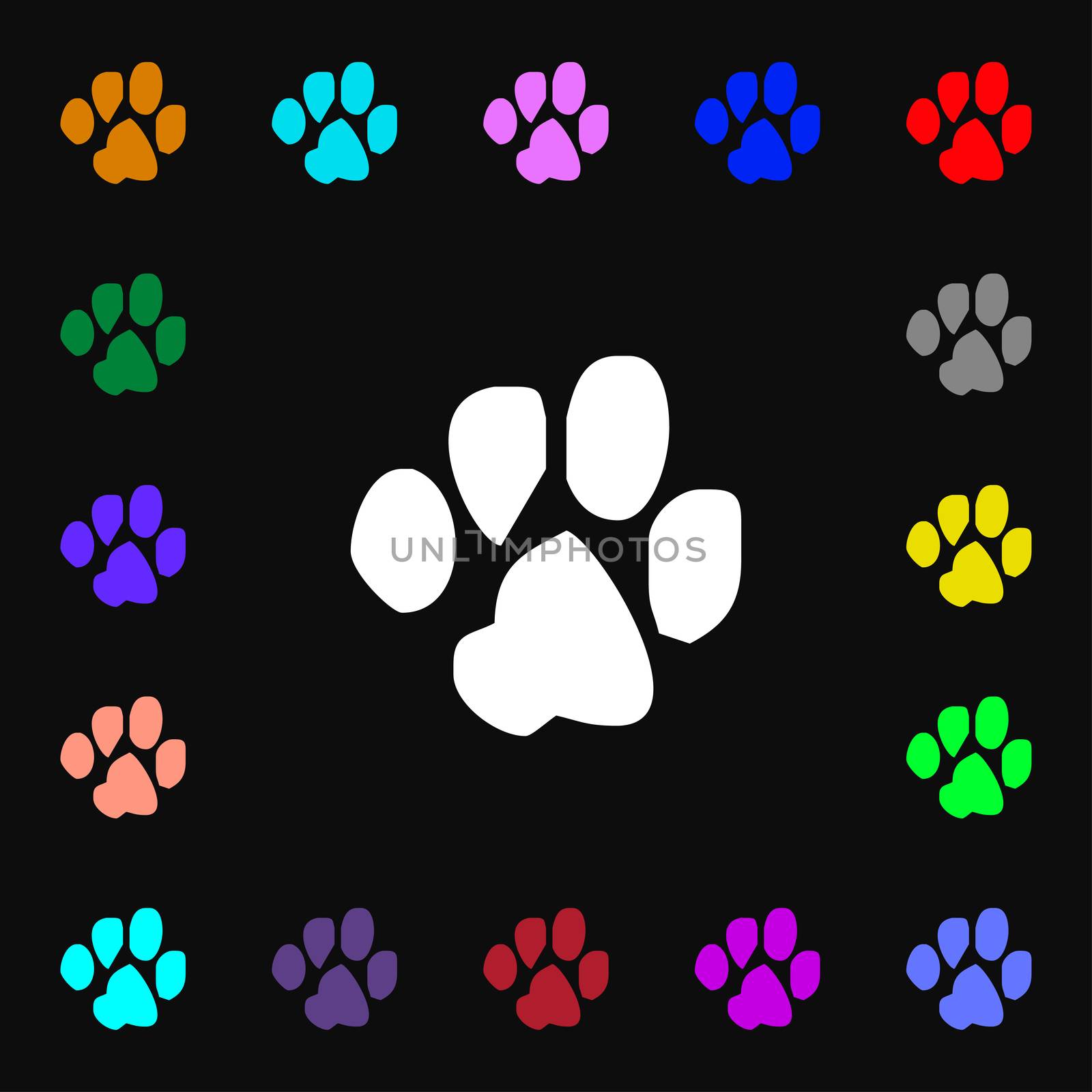 trace dogs icon sign. Lots of colorful symbols for your design. illustration