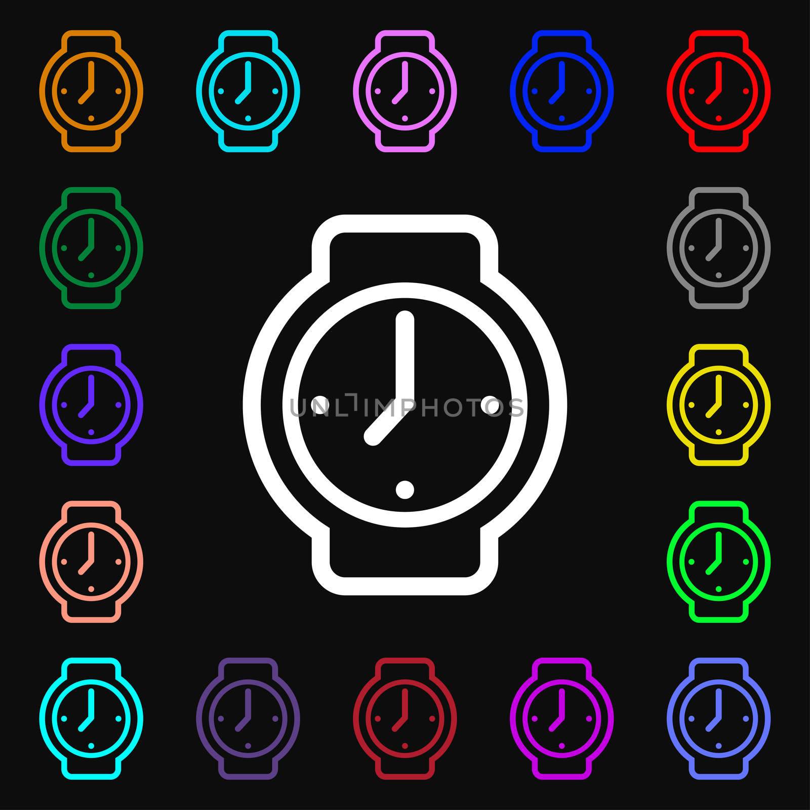 watches icon sign. Lots of colorful symbols for your design. illustration