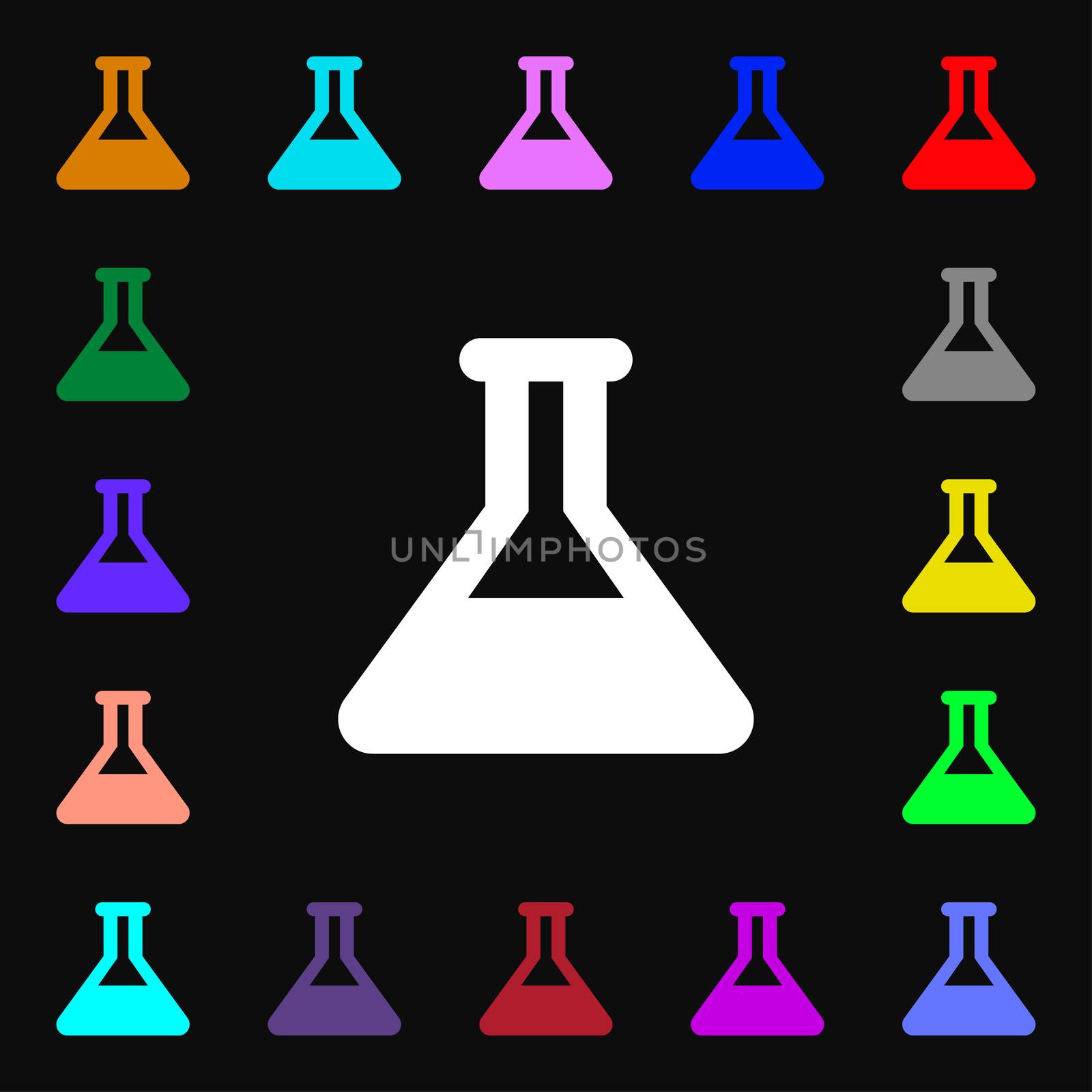 Conical Flask icon sign. Lots of colorful symbols for your design.  by serhii_lohvyniuk