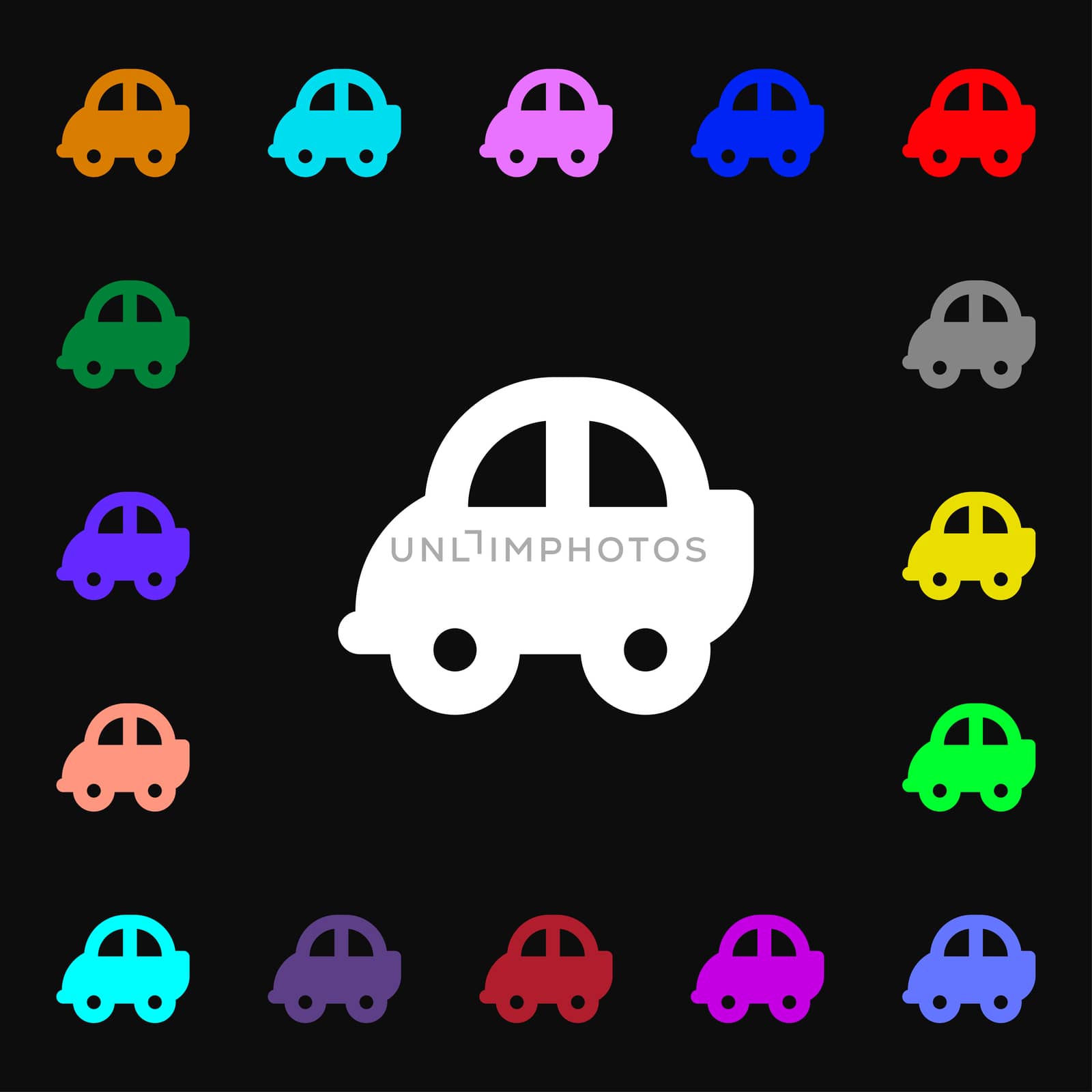 Auto icon sign. Lots of colorful symbols for your design. illustration