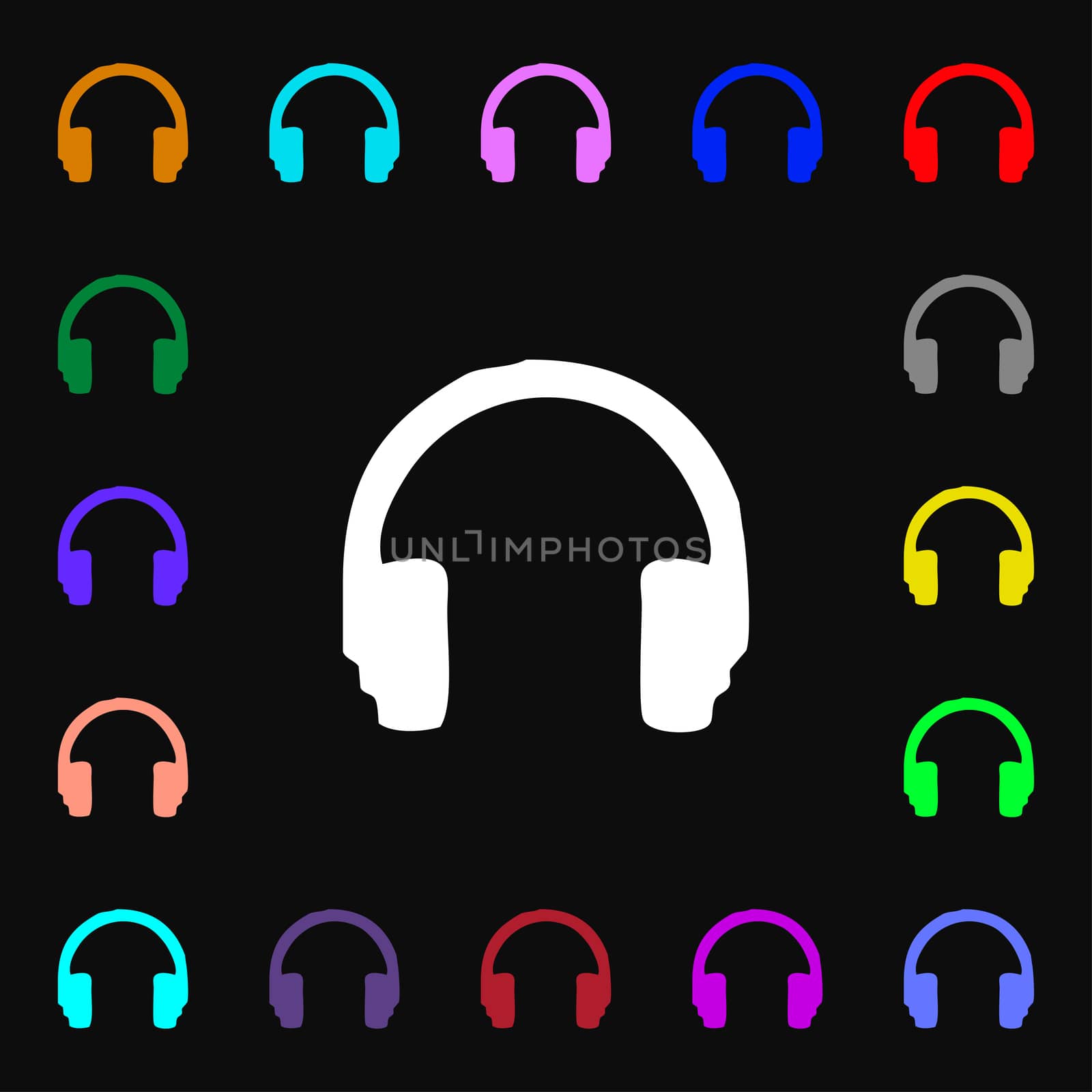 headsets icon sign. Lots of colorful symbols for your design.  by serhii_lohvyniuk