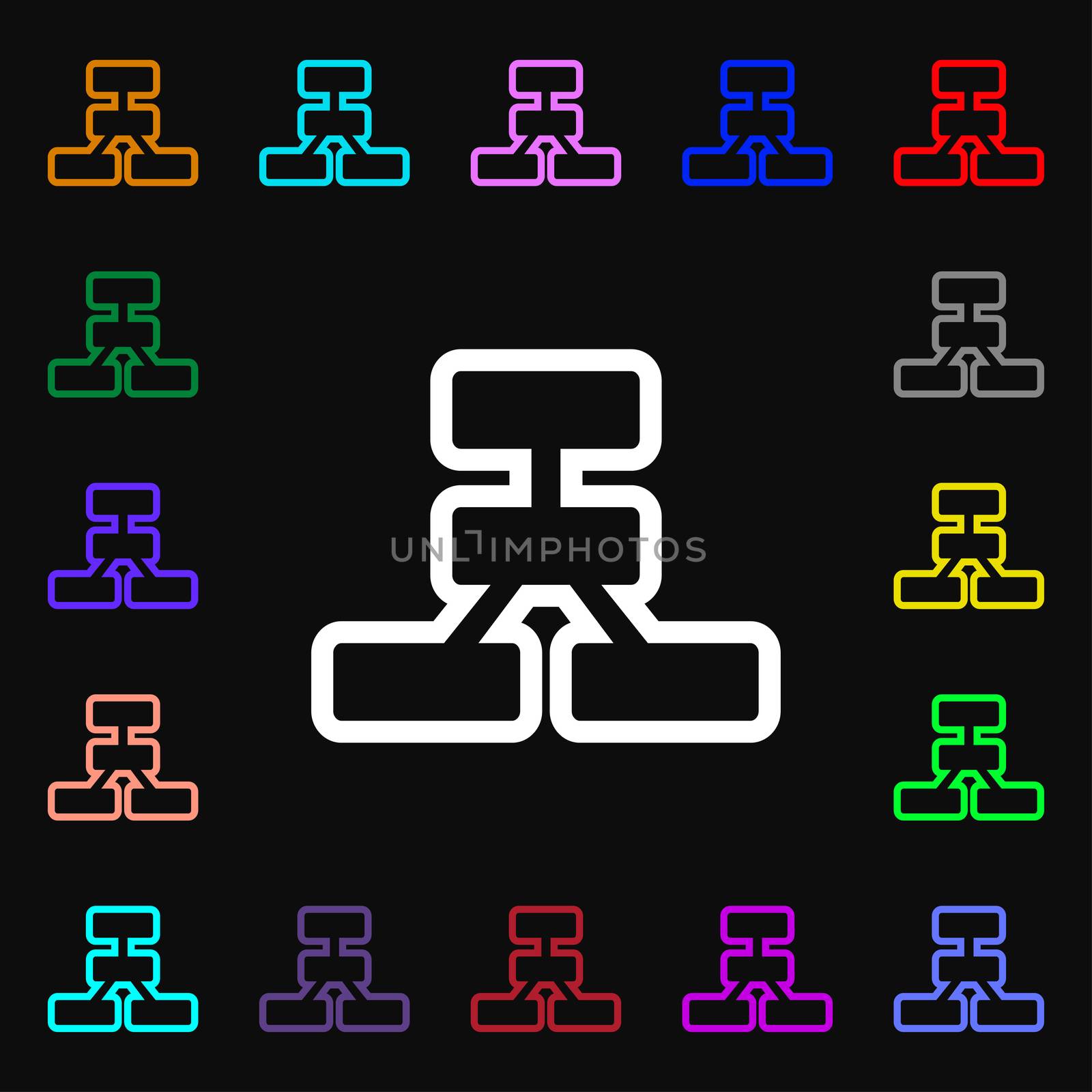 Network icon sign. Lots of colorful symbols for your design. illustration