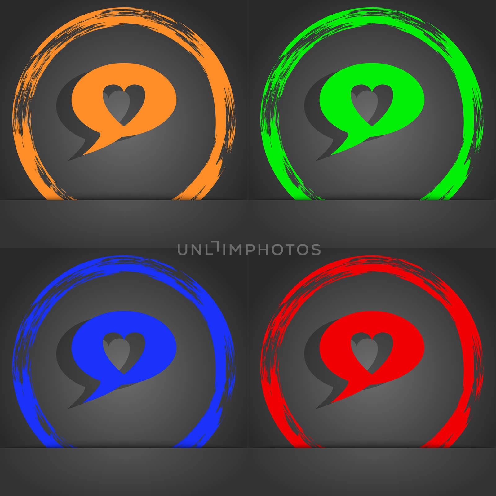 Heart sign icon. Love symbol. Fashionable modern style. In the orange, green, blue, red design. illustration