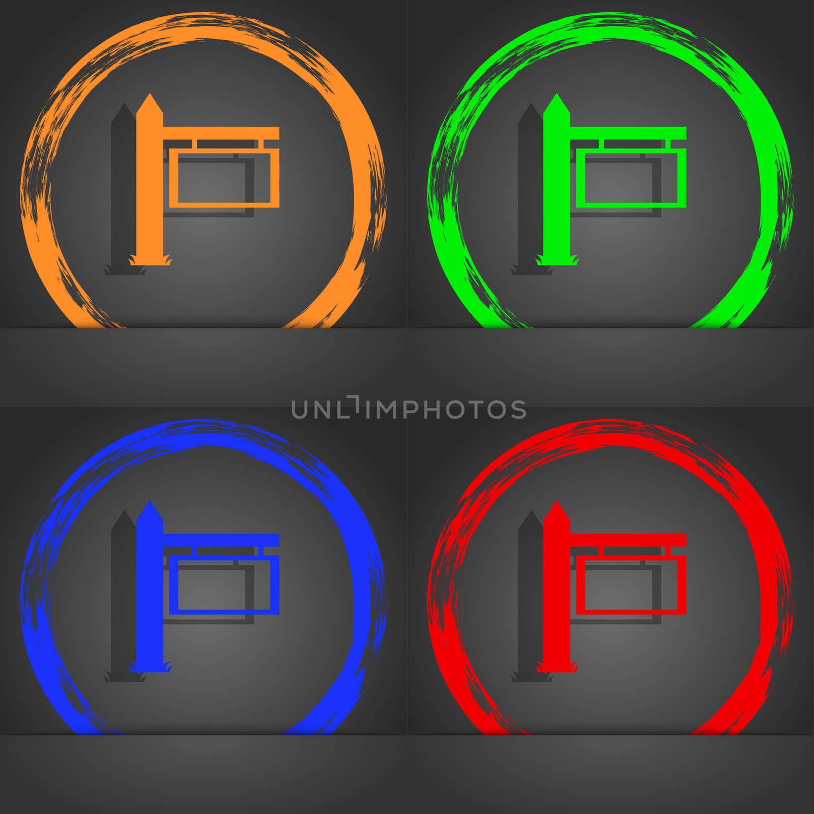 Information Road Sign icon sign. Fashionable modern style. In the orange, green, blue, red design. illustration