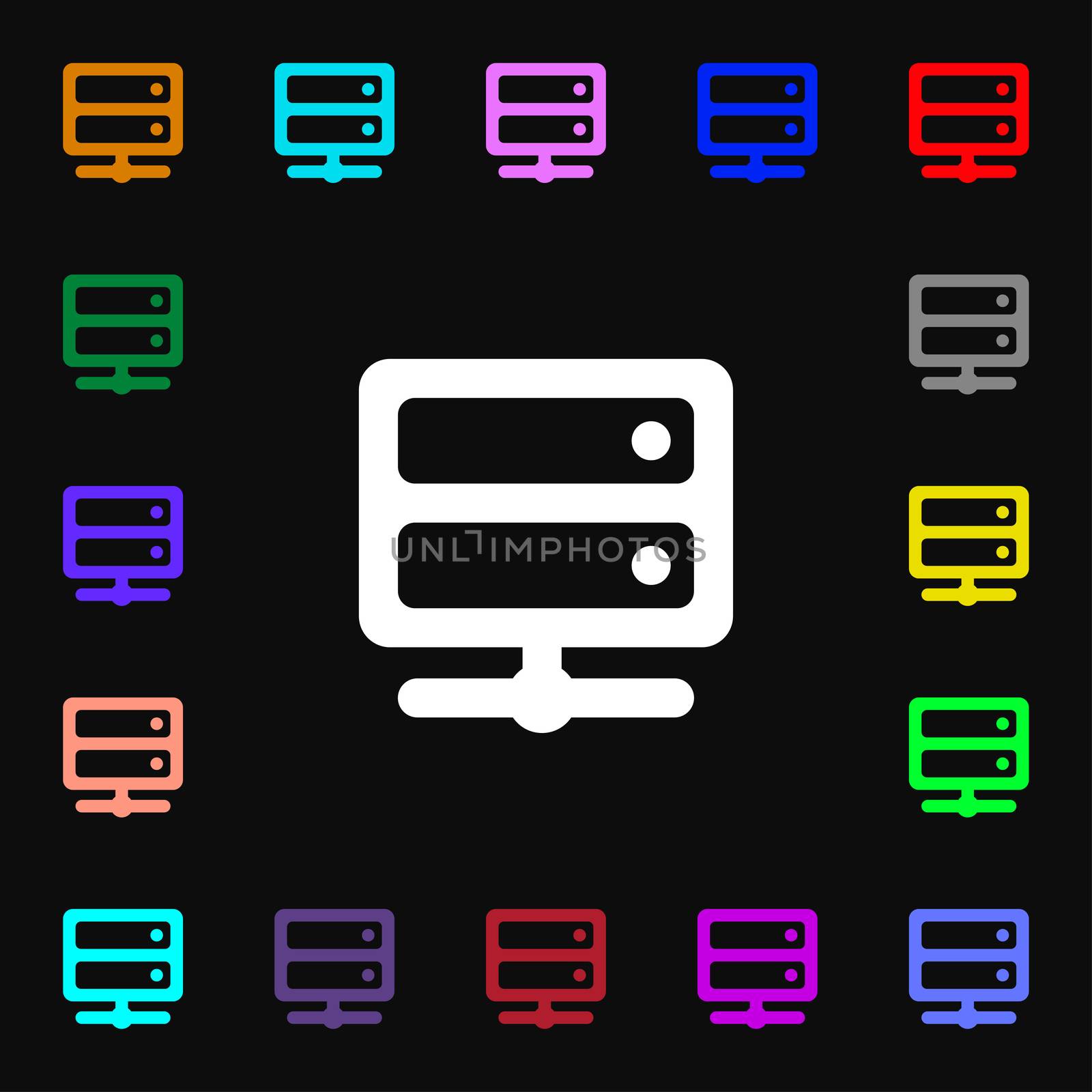 Server icon sign. Lots of colorful symbols for your design.  by serhii_lohvyniuk