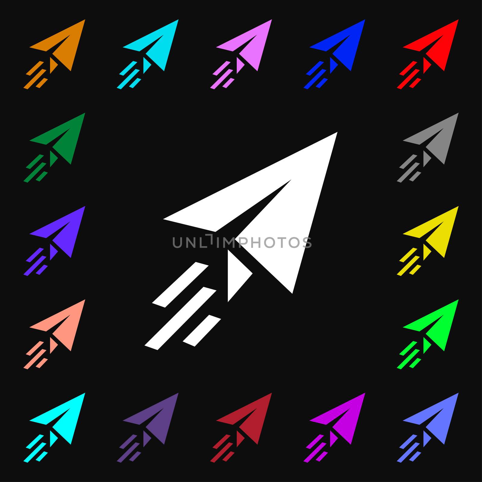 Paper airplane icon sign. Lots of colorful symbols for your design. illustration