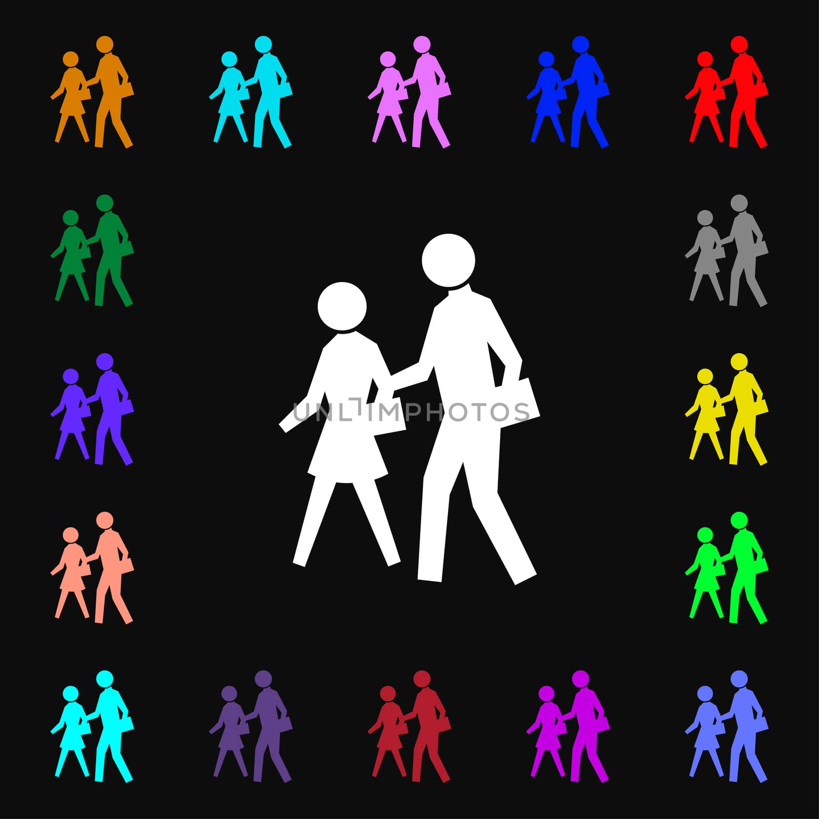 crosswalk icon sign. Lots of colorful symbols for your design. illustration